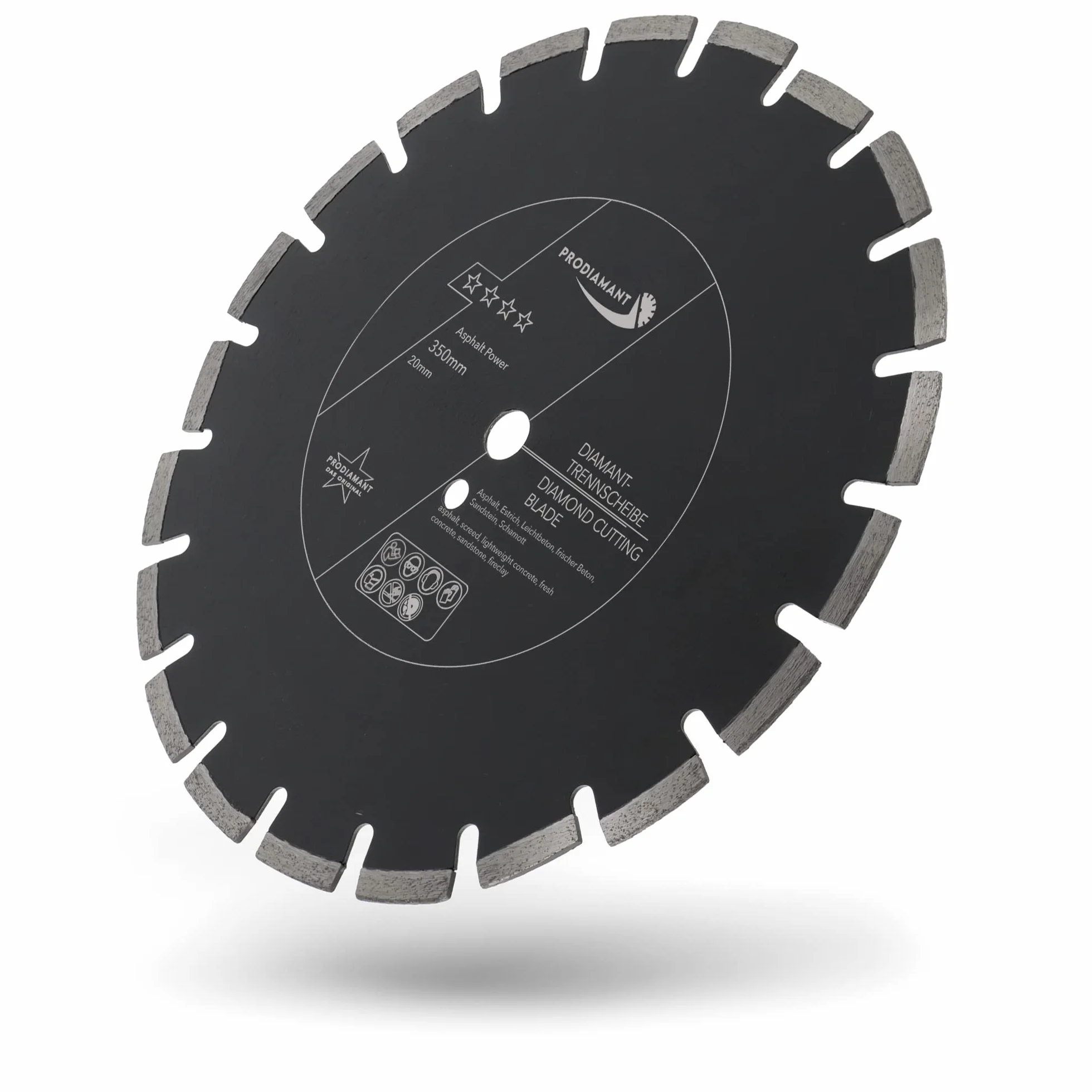 PRODIAMANT Tarcza diamentowa 350 mm x 20 mm ścierna do dróg, asfaltu, jastrychu, lekkiego betonu, świeżego betonu, piaskowca i szamotu