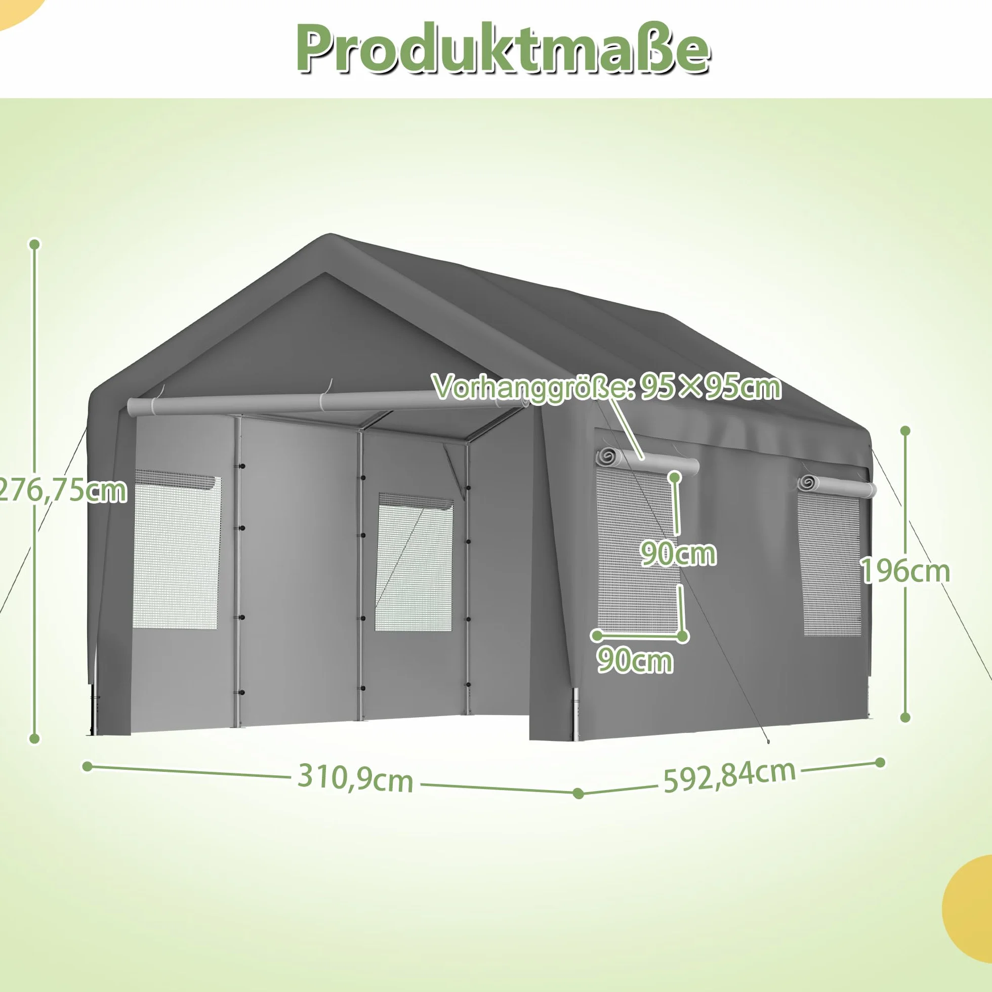 Garaż namiotowy 3 x 6 m wiata samochodowa wodoodporna plandeka ochrona UV szary