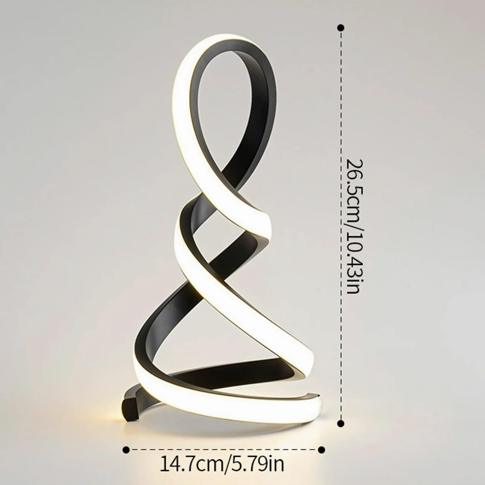 Jadssox Lampa Biurkowa LED Spiralna Czarna Liniowa Lampa Stołowa, Nowoczesne Małe Lampki Nocne Do Salonu Sypialnia Nocne Biuro, 3W 3 Tryb Kolorów Oprawa Oświetleniowa Na Szafkę Nocną