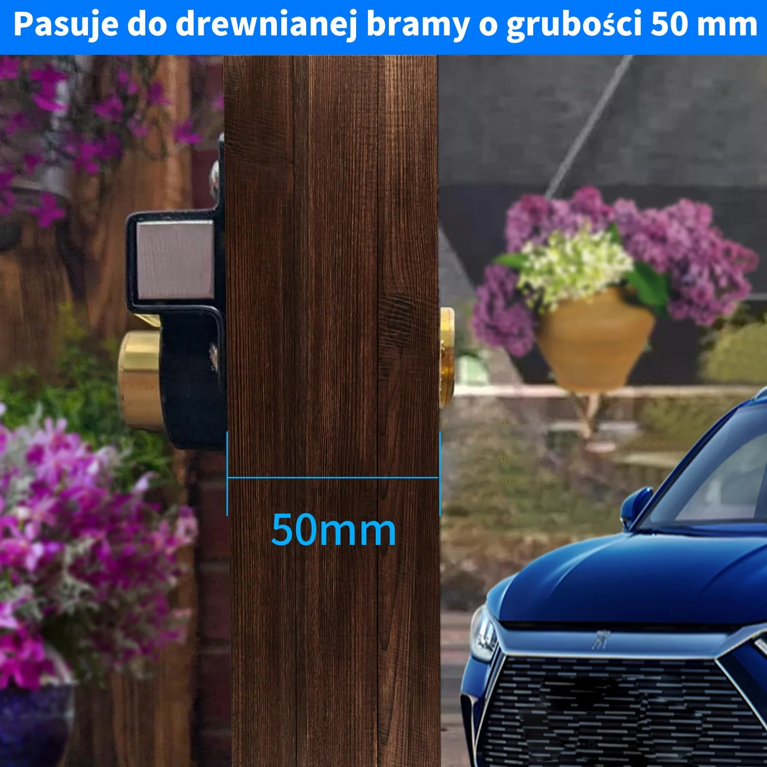 Długi zamek do bramy rzutowej, 50 mm, podwójny zamek, stal nierdzewna, zamek do bramy drewnianej, 5 kluczy