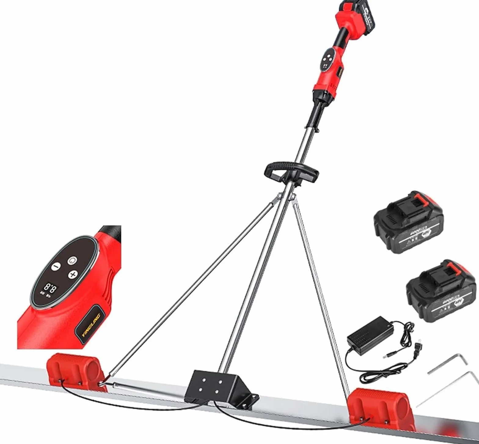 Ulepszony zestaw wibracyjny do wylewki betonowej, 6000 obr./min. 150 cm/180 cm/200 cm ze stali nierdzewnej, narzędzie do wykańczania betonu, elektryczny skrobak do betonu(1.5M)