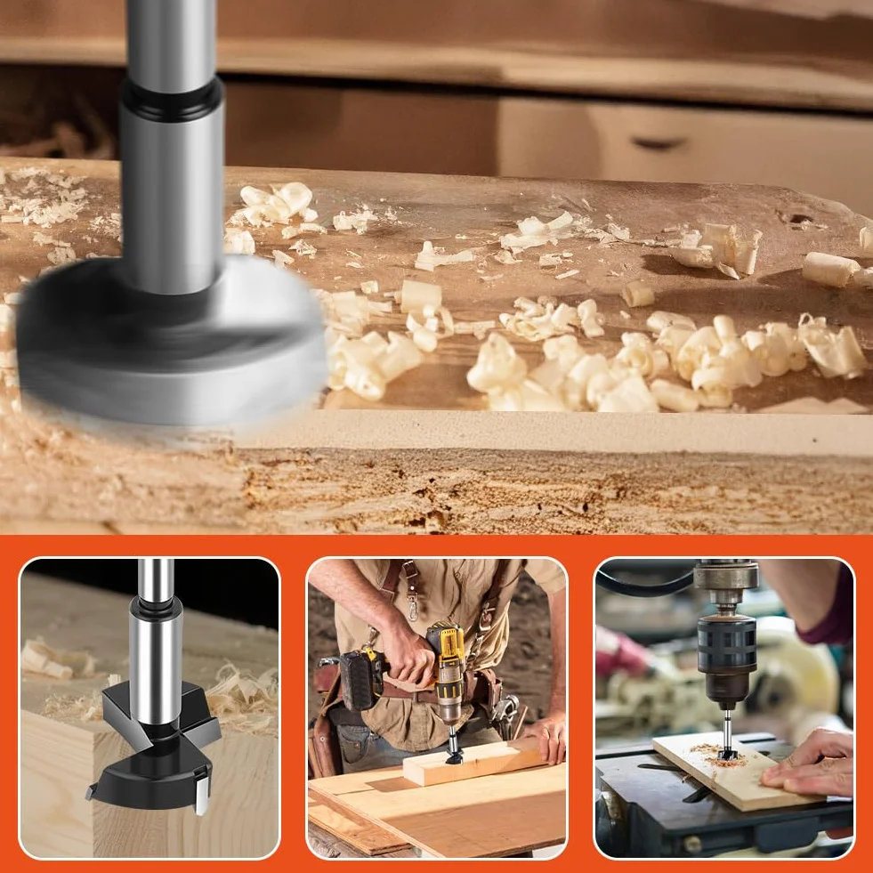Flintronic Wiertło Forstnera 50 mm, wiertło Forstner, frez z okrągłym trzonkiem, akcesoria do wiertarki, profesjonalna wiertarka forstner, obróbka drewna do wierteł do drewna, wiertło garnkowe do