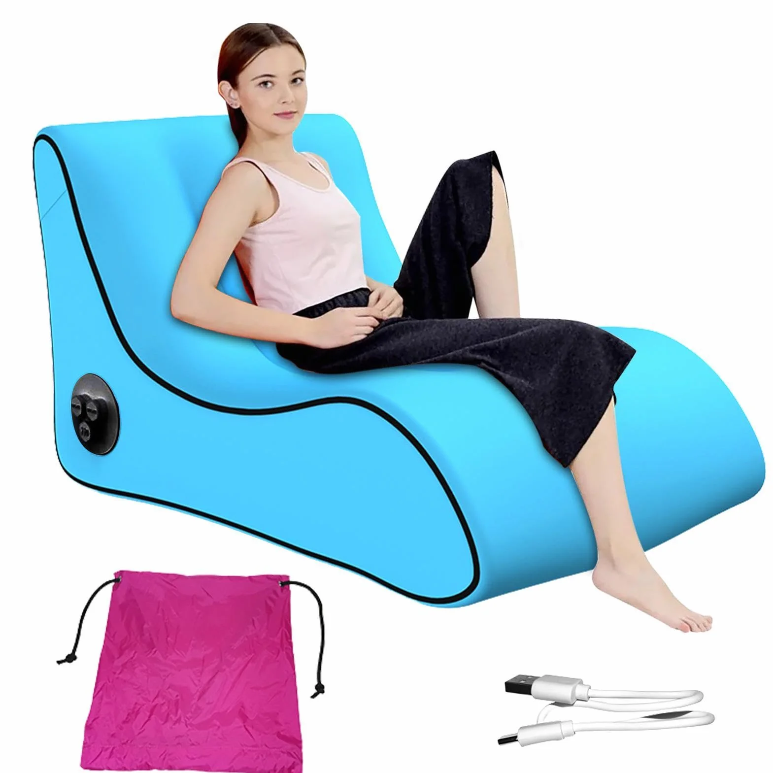 Generic Nadmuchiwana Sofa, Automatyczny Nadmuchiwany Leżak, Przenośna Nadmuchiwana Sofa, Łatwy W Instalacji, Do Wędrówek Na Świeżym Powietrzu, Niebieska