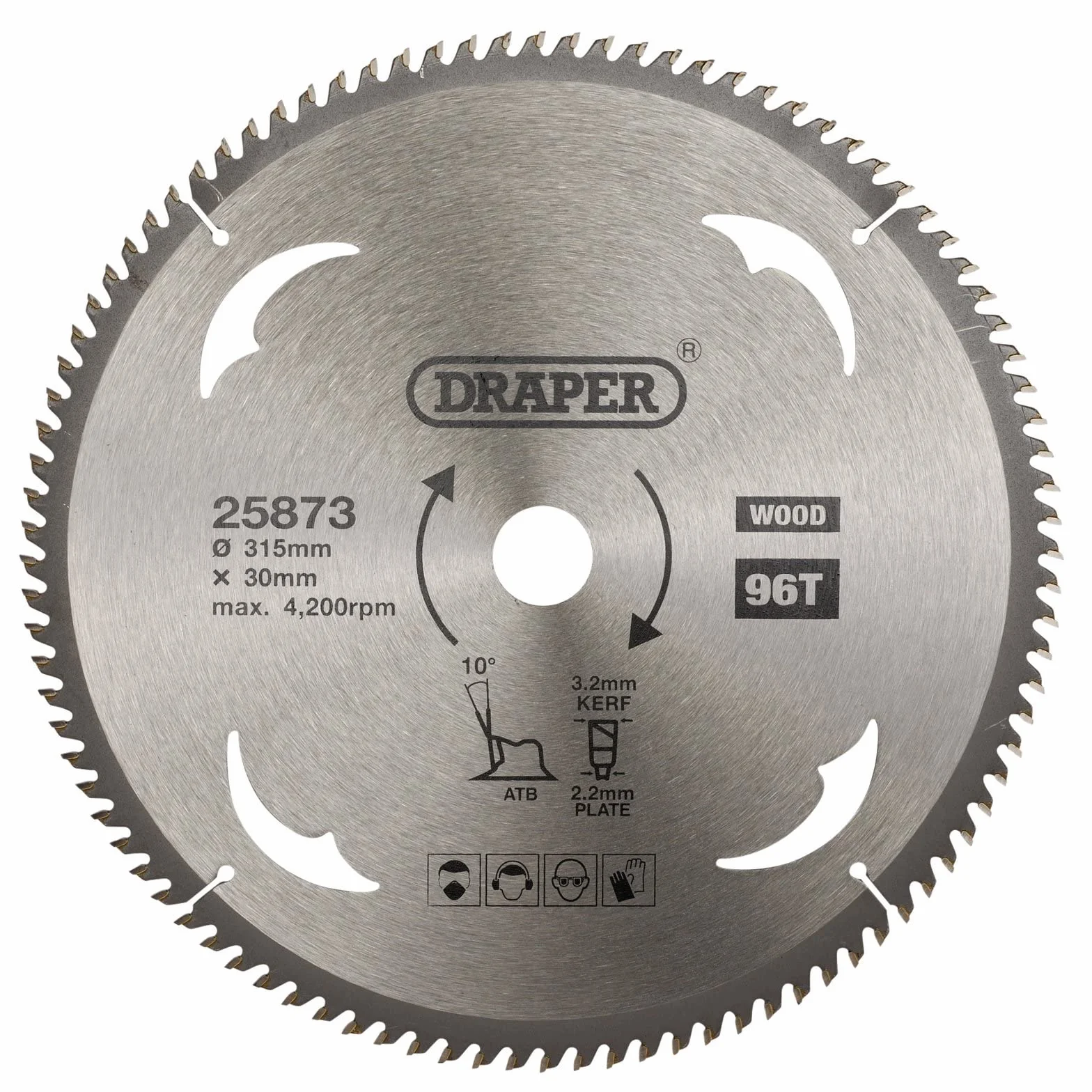 Draper 25873 TCT brzeszczot tarczowy do drewna, 315 x 30 mm, 96T, srebrny, jeden rozmiar