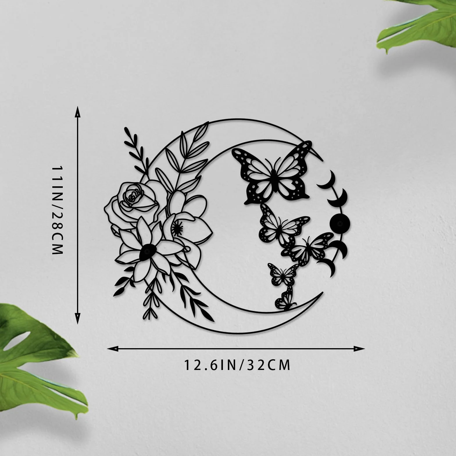 ruelen metalowa dekoracja ścienna boho księżyc motyl sztuka ścienna kwiatowa wiszący