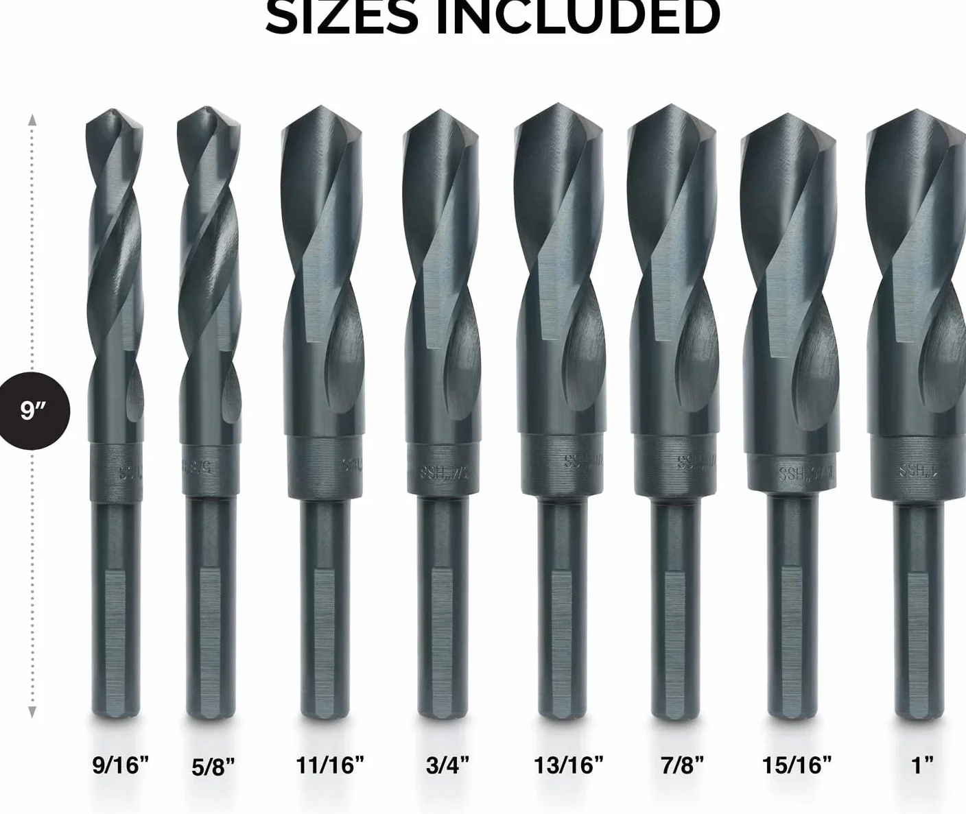 Hiltex 10005 HSS Silver and Deming zestaw wierteł przemysłowych (8 sztuk), 1/2"