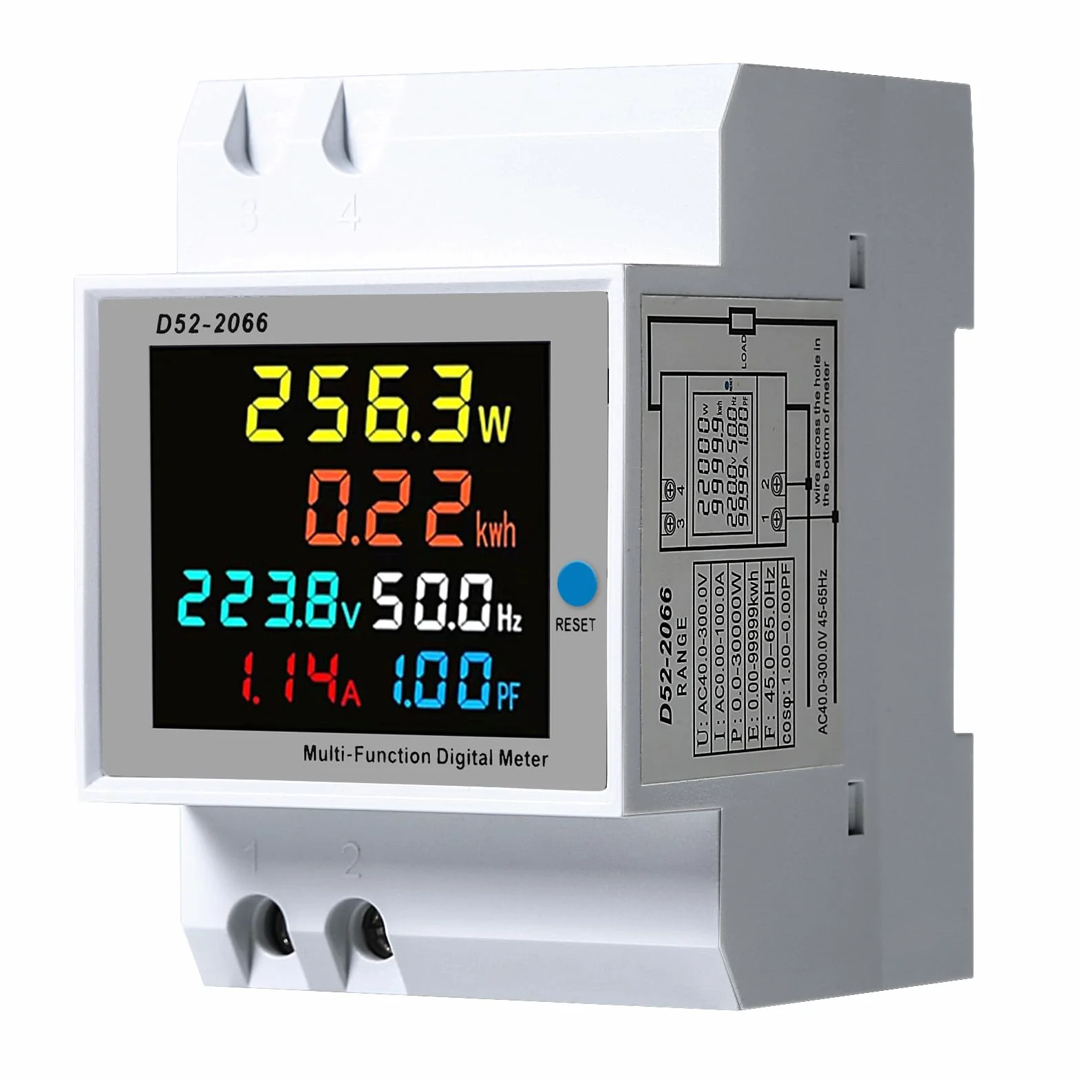 Jadeshay Licznik energii AC 40-300 V, 100 A, cyfrowy, wielofunkcyjny, woltomierz, do pomiaru zużycia prądu, napięcia, prądu, współczynnika częstotliwości