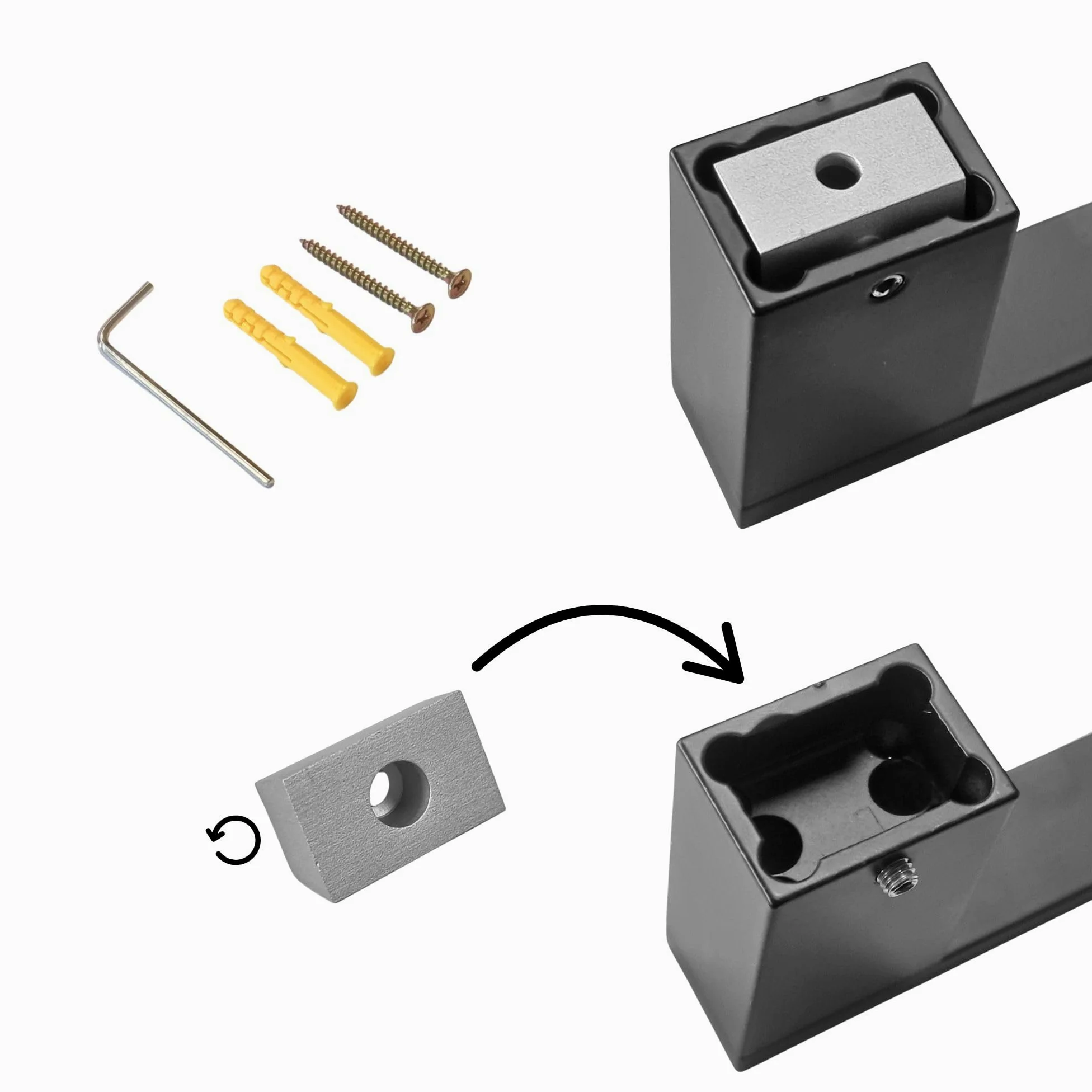 Kalb | Wieszak na ręczniki Lenn aluminiowy, bardzo długi (80 cm), na ścianę, podwójne mocowanie, do łazienki i umywalki, czarny lub chrom, wieszak na ręczniki (czarny)