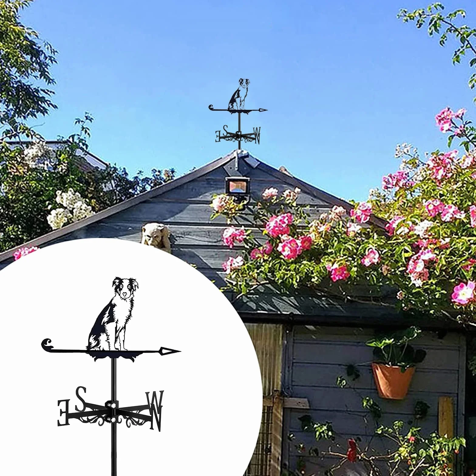 Weathervane Border Collie ozdoba dla psa kierunkowskaz wiatru akcesoria dekoracyjne do gospodarstwa