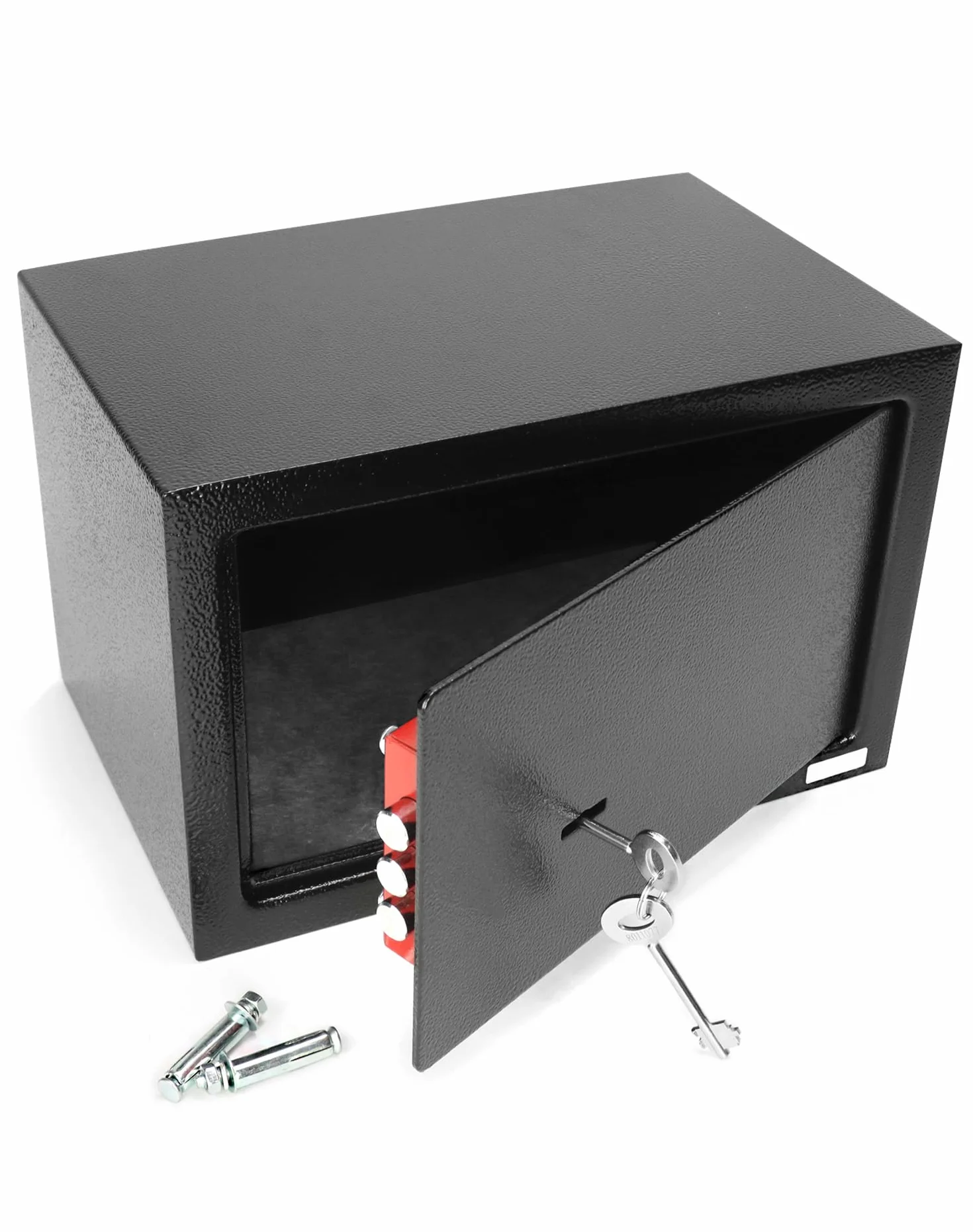 QWORK® Mały sejf 31 x 20 x 20 cm - potrójny zamek Panneton - solidna stalowa konstrukcja - do gotówki/biżuterii/telefonu/wartościowych przedmiotów