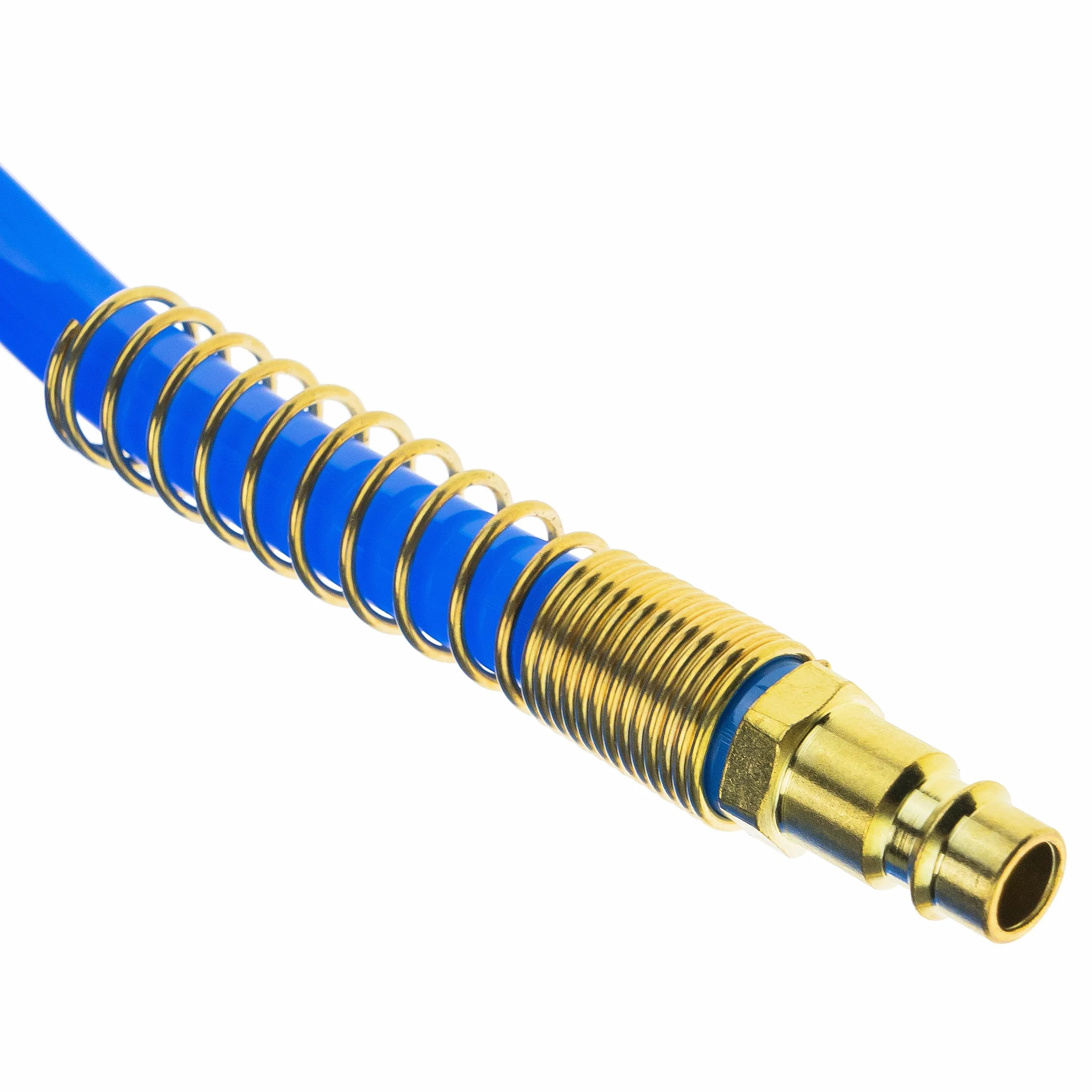 Wąż spiralny pneumatyczny SP-PU 10 m, wąż pneumatyczny 8/12mm z PU, maks. ciśnienie 10 bar, z ochroną przed zginaniem i szybkozłączem, nadaje się do narzędzi pneumatycznych
