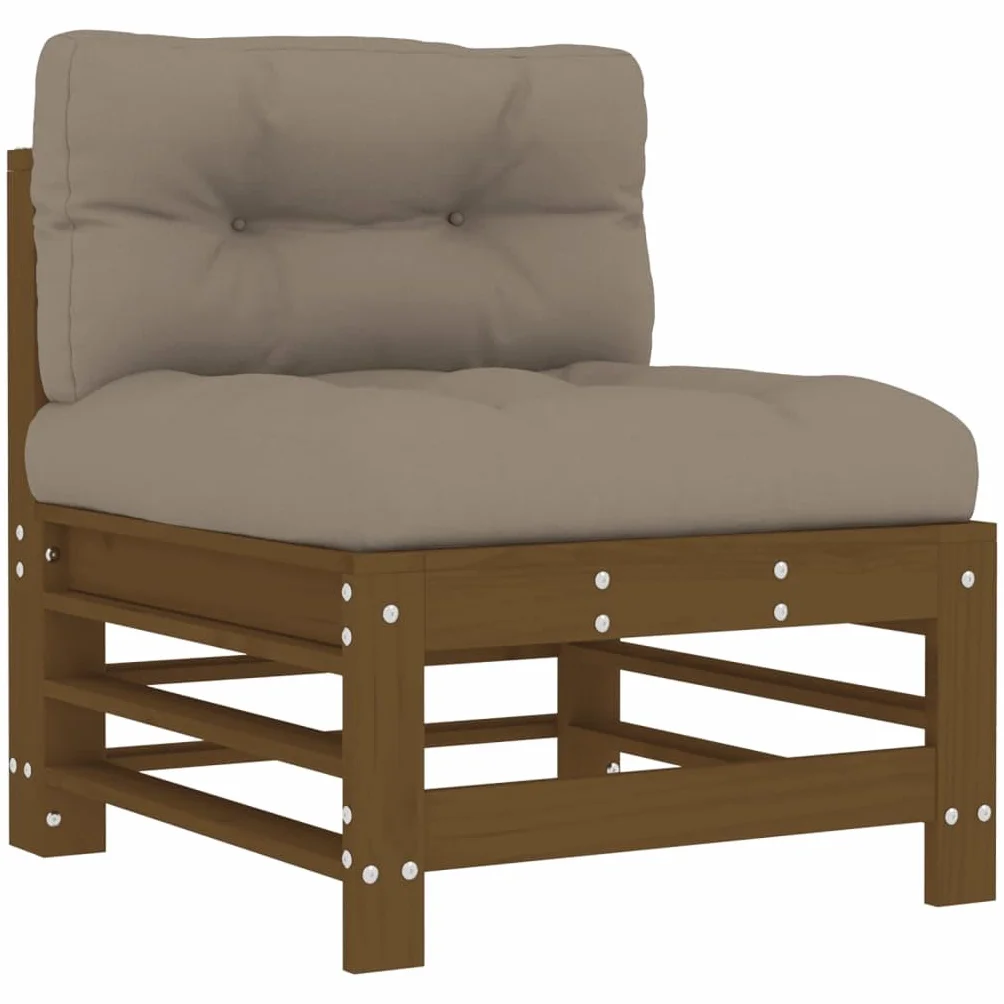 vidaXL Siedzisko środkowe z poduszkami, lite drewno sosnowe, sofa do ogrodu