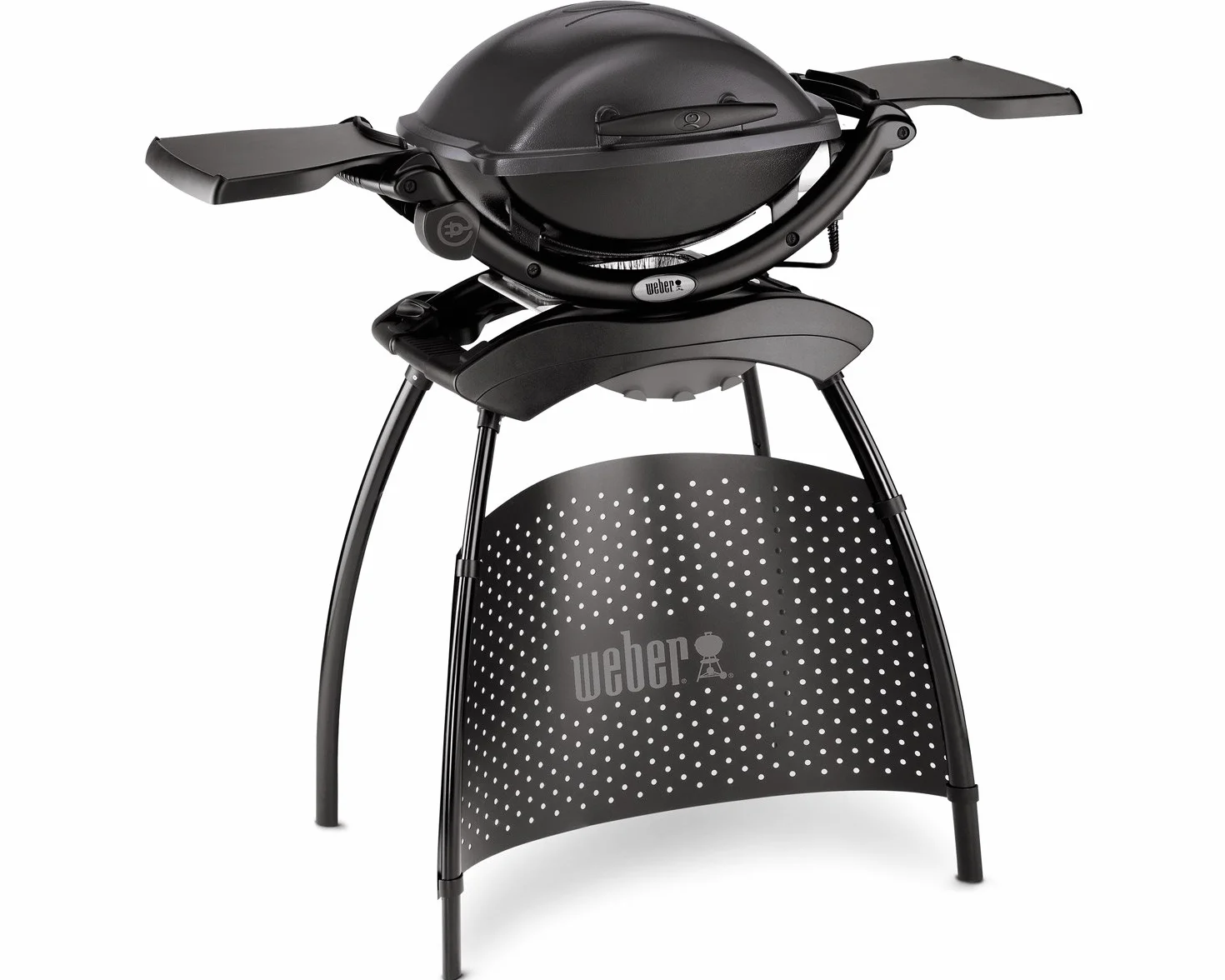 Weber Q1400 Elektryczny Grill z Stojakiem 43x32 cm Przenośny BBQ Żeliwny Ruszt Emaliowany Ciemnoszary