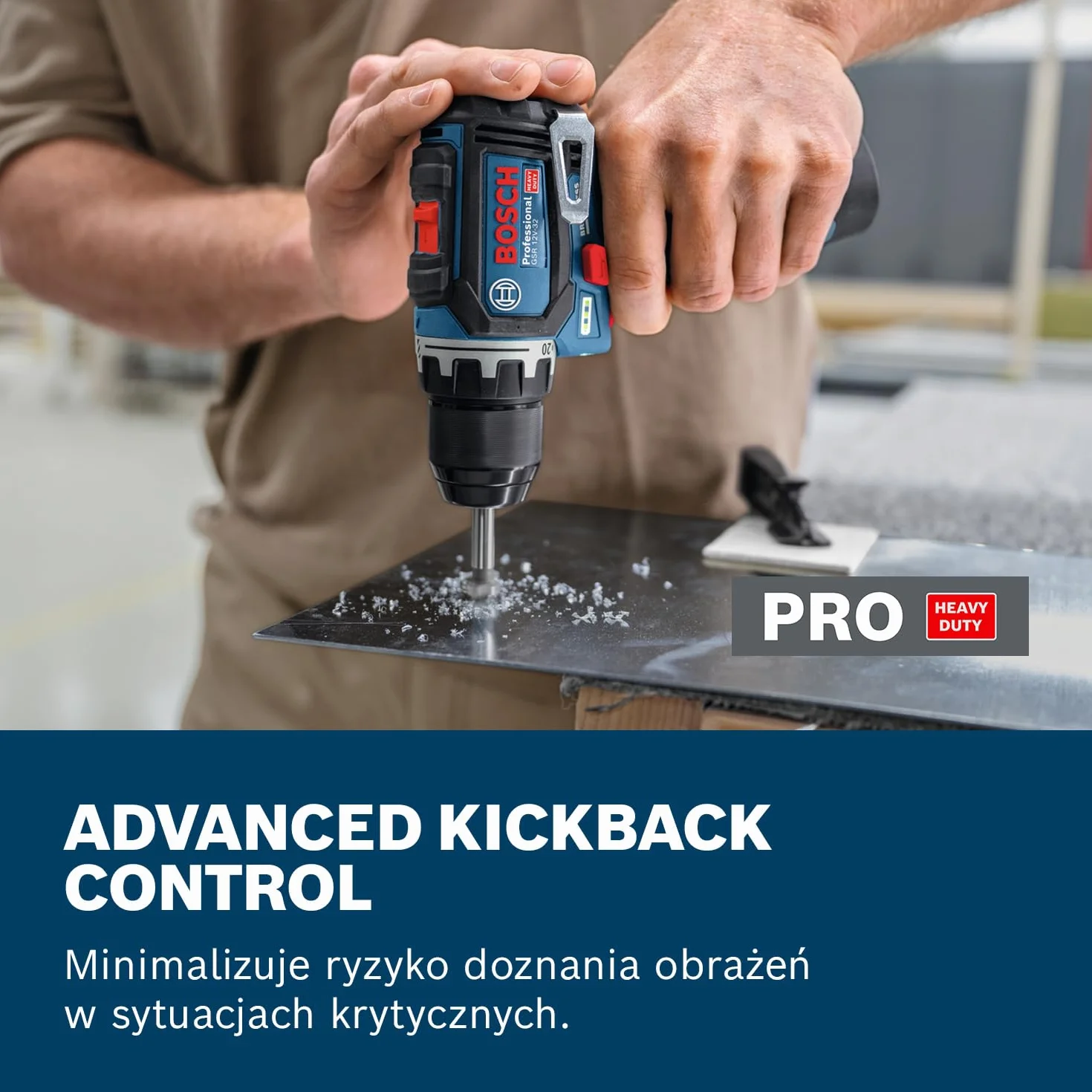 Bosch Professional 12V System Wiertarko-wkrętarka akumulatorowa GSR 12V-32 (Advanced KickBack Control, silnik bezszczotkowy)