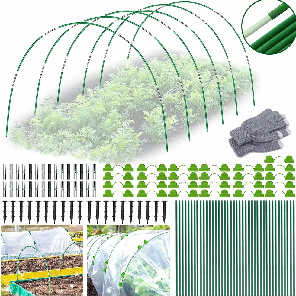 Tunel foliowy do podwyższonej grządki, 40 szt., łuki, tunele ogrodowe, opony, tunel foliowy, łuki z tworzywa sztucznego, łuki szklarniowe, opony szklarniowe, z włókna szklanego, łuki tunelowe
