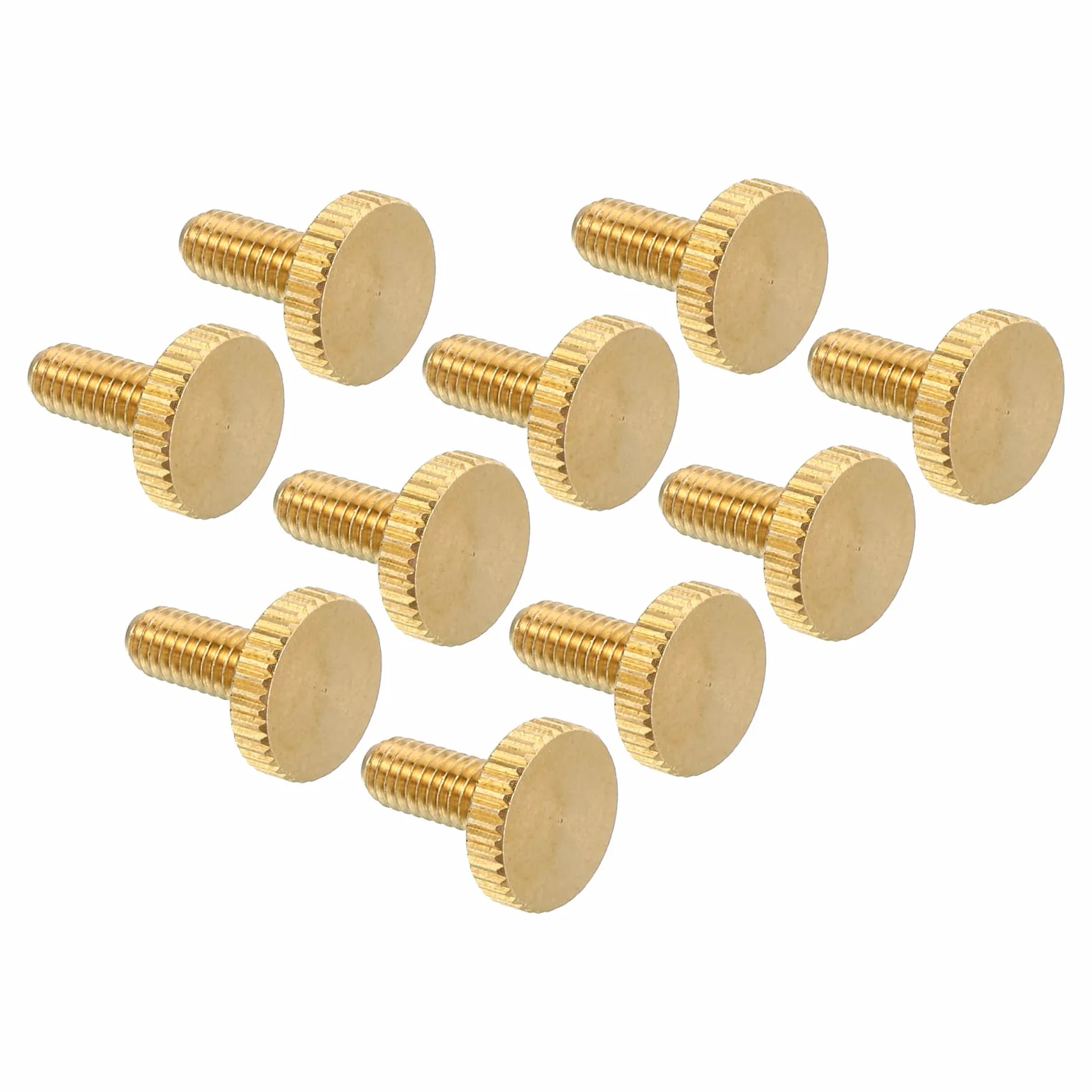 PATIKIL Zestaw 10 sztuk śrub na kciuk M4 x 10 mm, radełkowane, płaskie, mosiężne, śruby, uchwyty, uchwyty z prostymi ramionami, do lamp retro