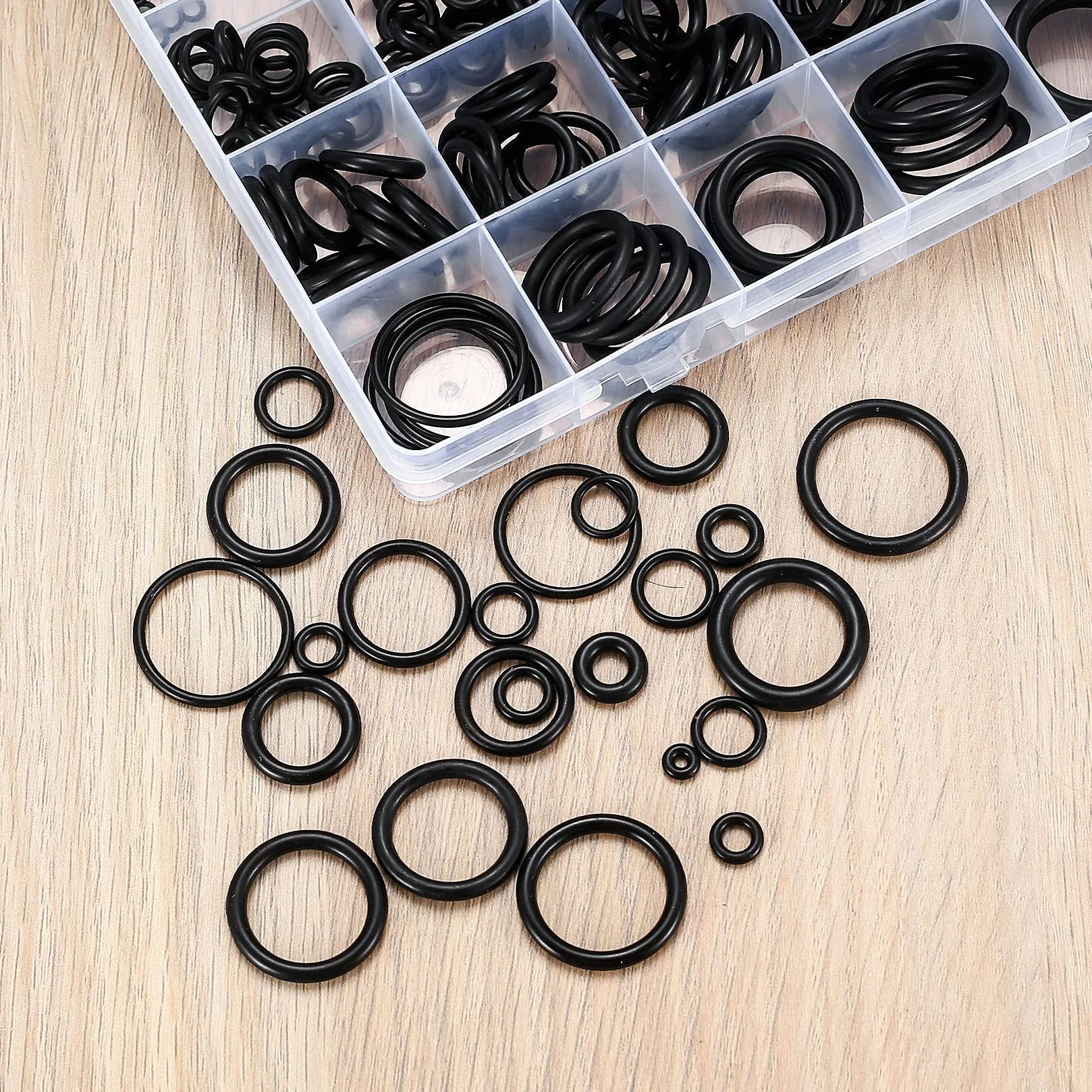 Zestaw gumowych pierścieni uszczelniających, o-ringi, uszczelki gumowe, płaskie uszczelki, czarny, do hydrauliki elektrycznej, sanitarnej, 360 sztuk, 24 rozmiary