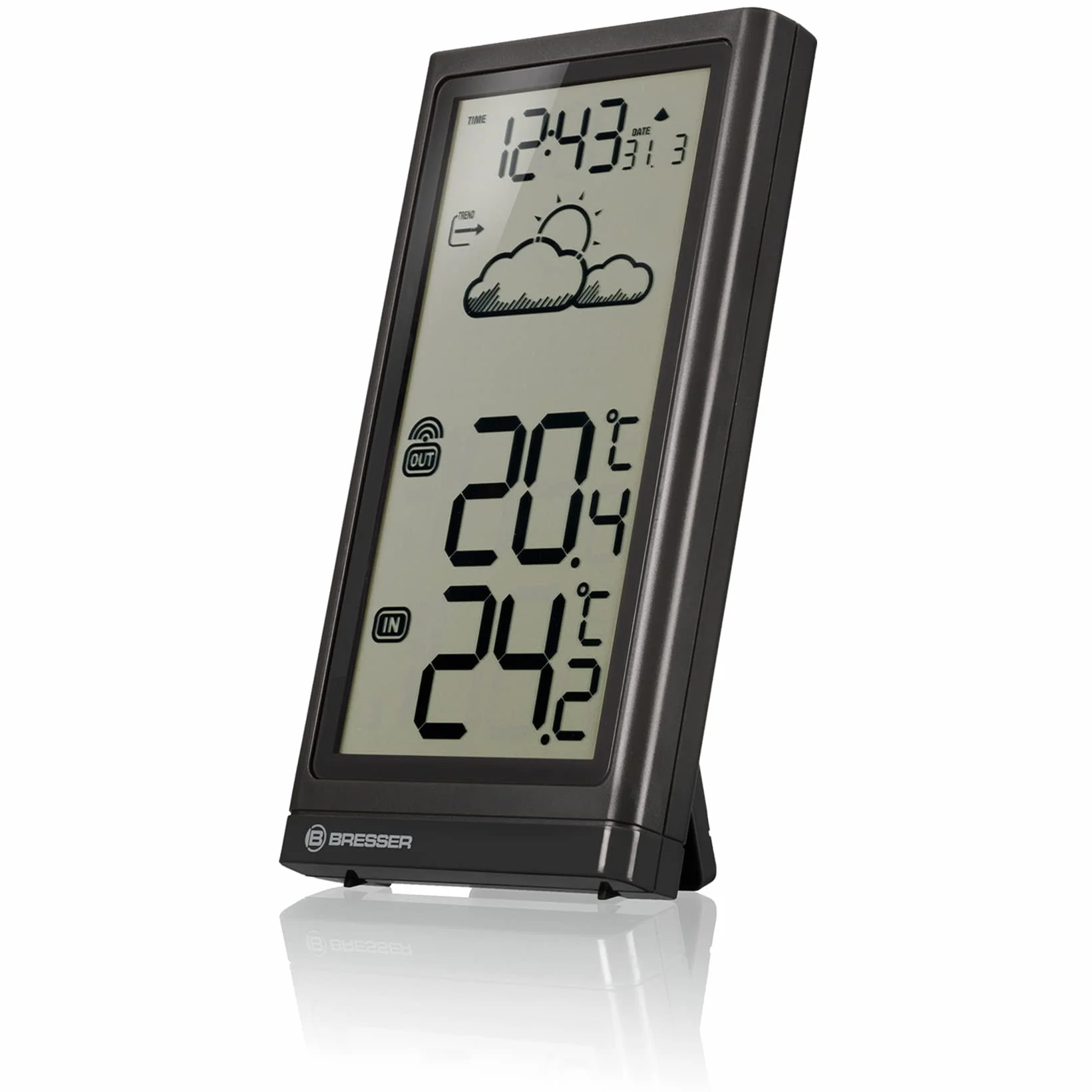 Bresser Meteo Temp Stacja Pogodowa, Czarny, 8.2 x 2 x 15.7 cm