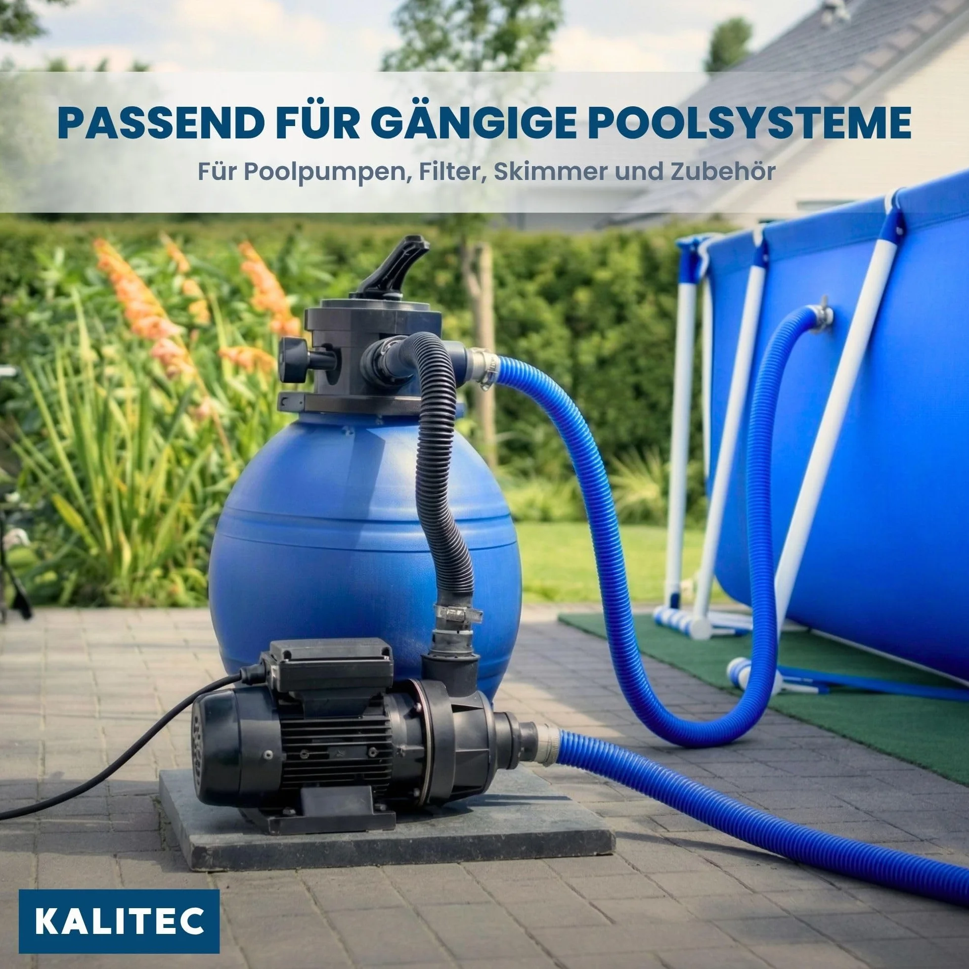 Kalitec Wąż basenowy 32mm 6,6m niebieski elastyczny rozłączny do pompy skimmer filtra piaskowego