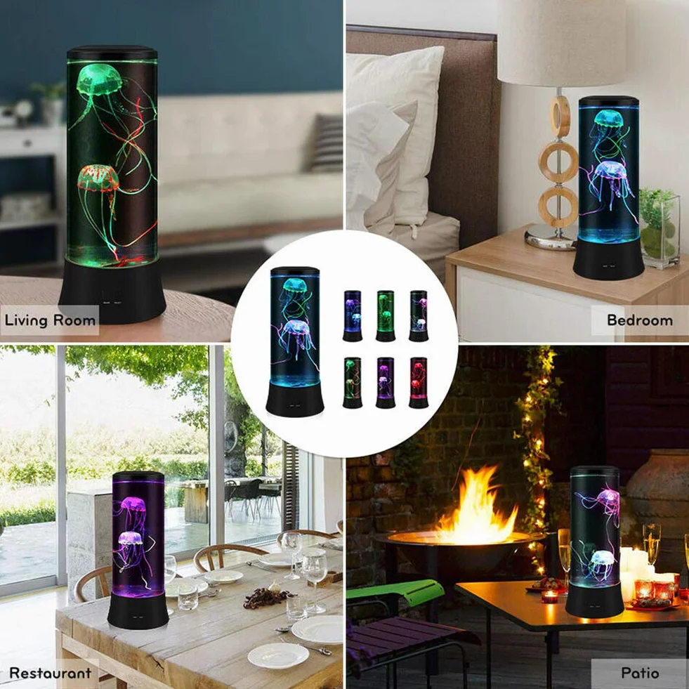 Lampa POYO z meduzami, LED lampa lawendowa z meduzami zmieniającymi kolor, 7 ustawień kolorów, lampa nastrojowa, dekoracja do domu, biura, wspaniały prezent dla dzieci