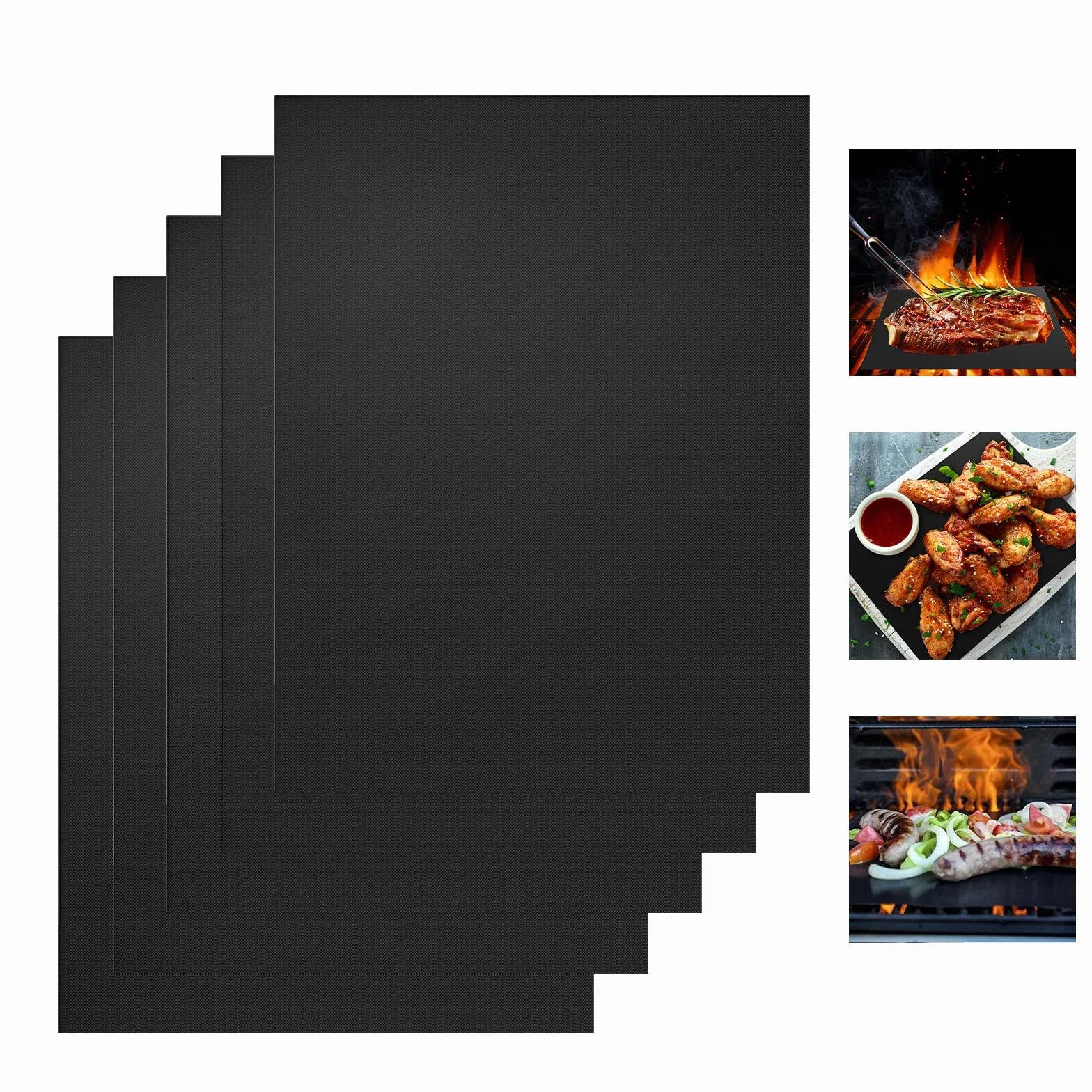Relota 5 sztuk Mata do Grillowania Czarny 40×50 cm