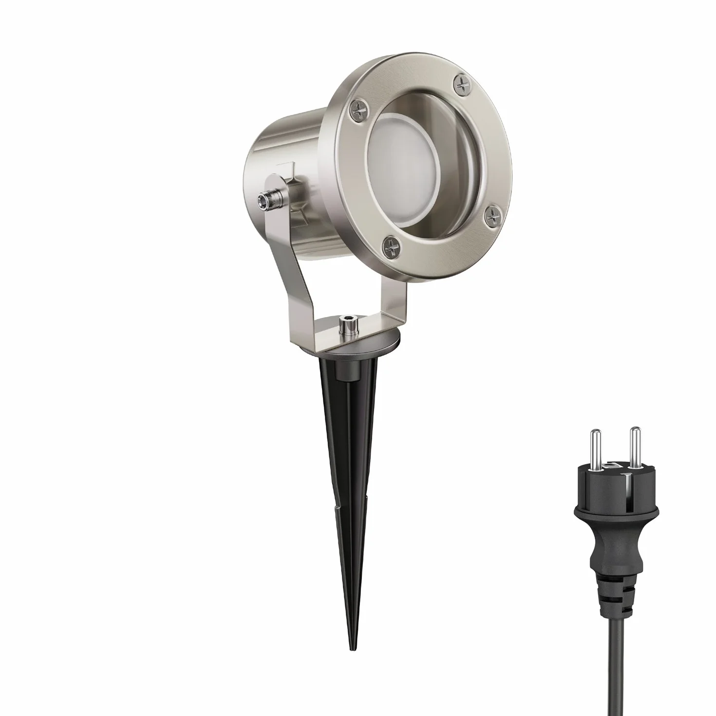 ledscom.de Reflektor ogrodowy LED MIBU z szpikulcem do montażu na zewnątrz, stal nierdzewna, wraz z żarówką GU10 6,826W 630lm 100° ciepło-biały