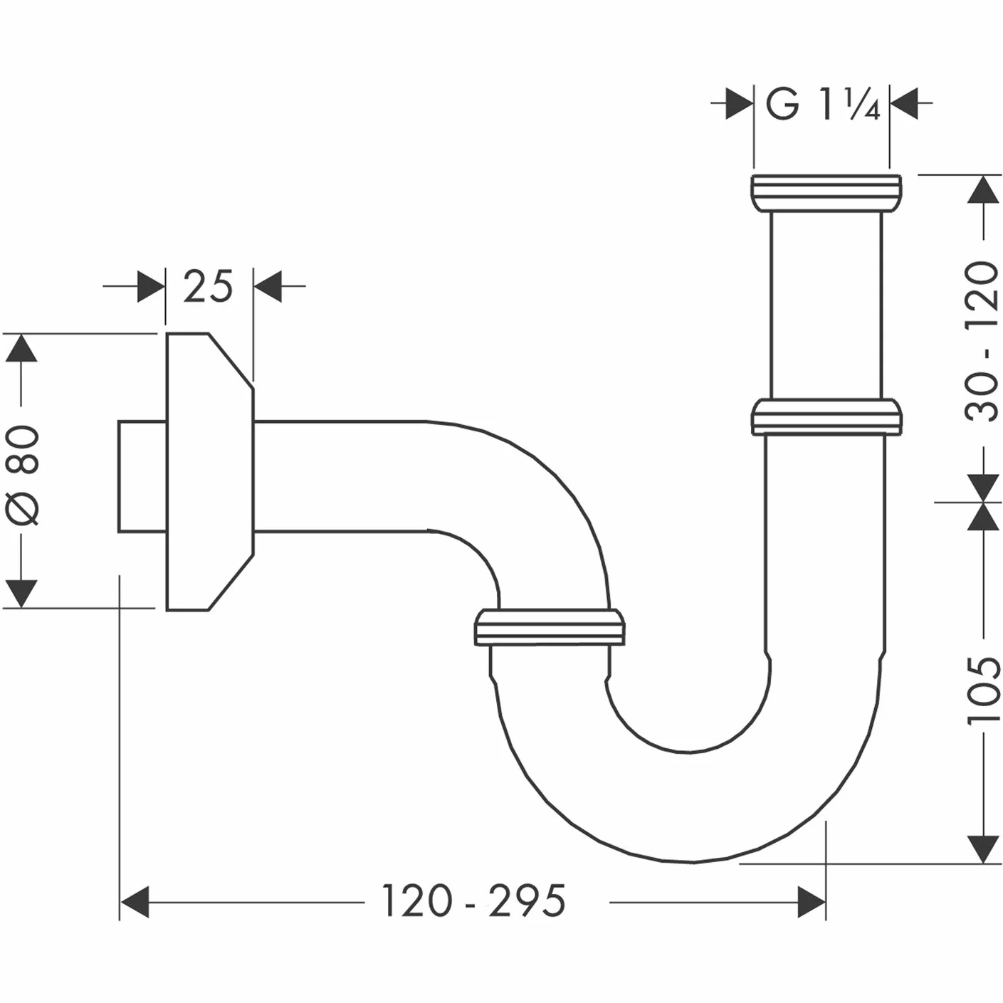 hansgrohe Syfon (syfon rurowy do umywalki) chrom, mały