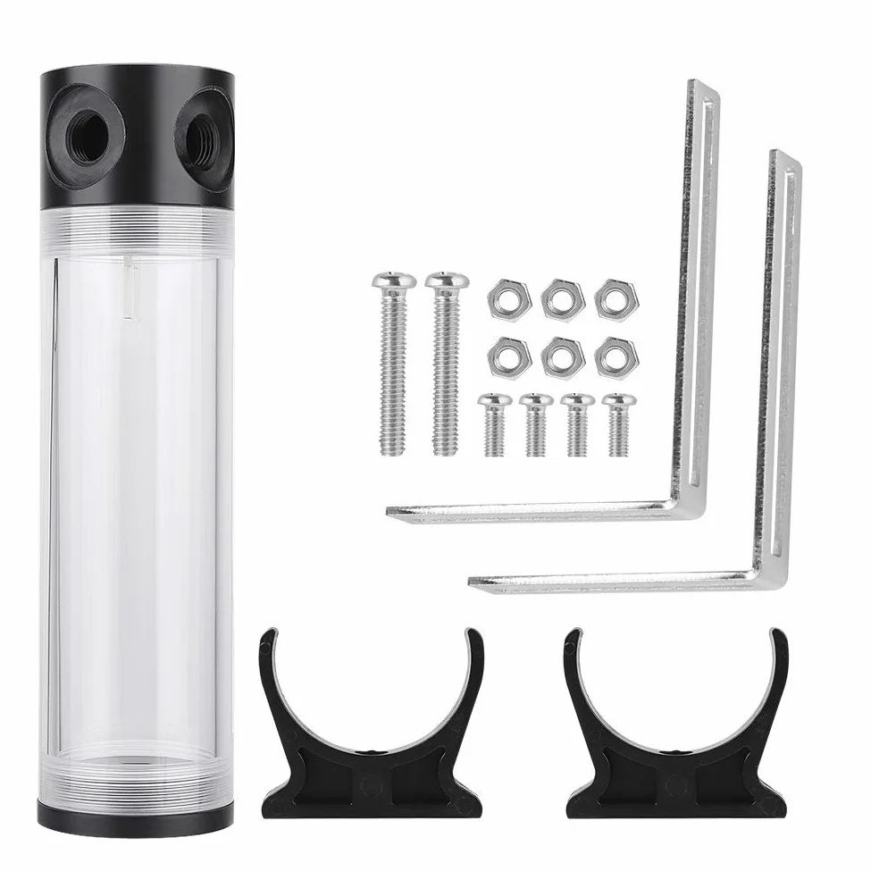 Wakects Odporny na Wysokie Temperatury Zbiornik Chłodzony wodą, Cylindryczny Zbiornik na wodę z Gwintem G1/4, do Chłodzenia Komputera DIY (190MM)