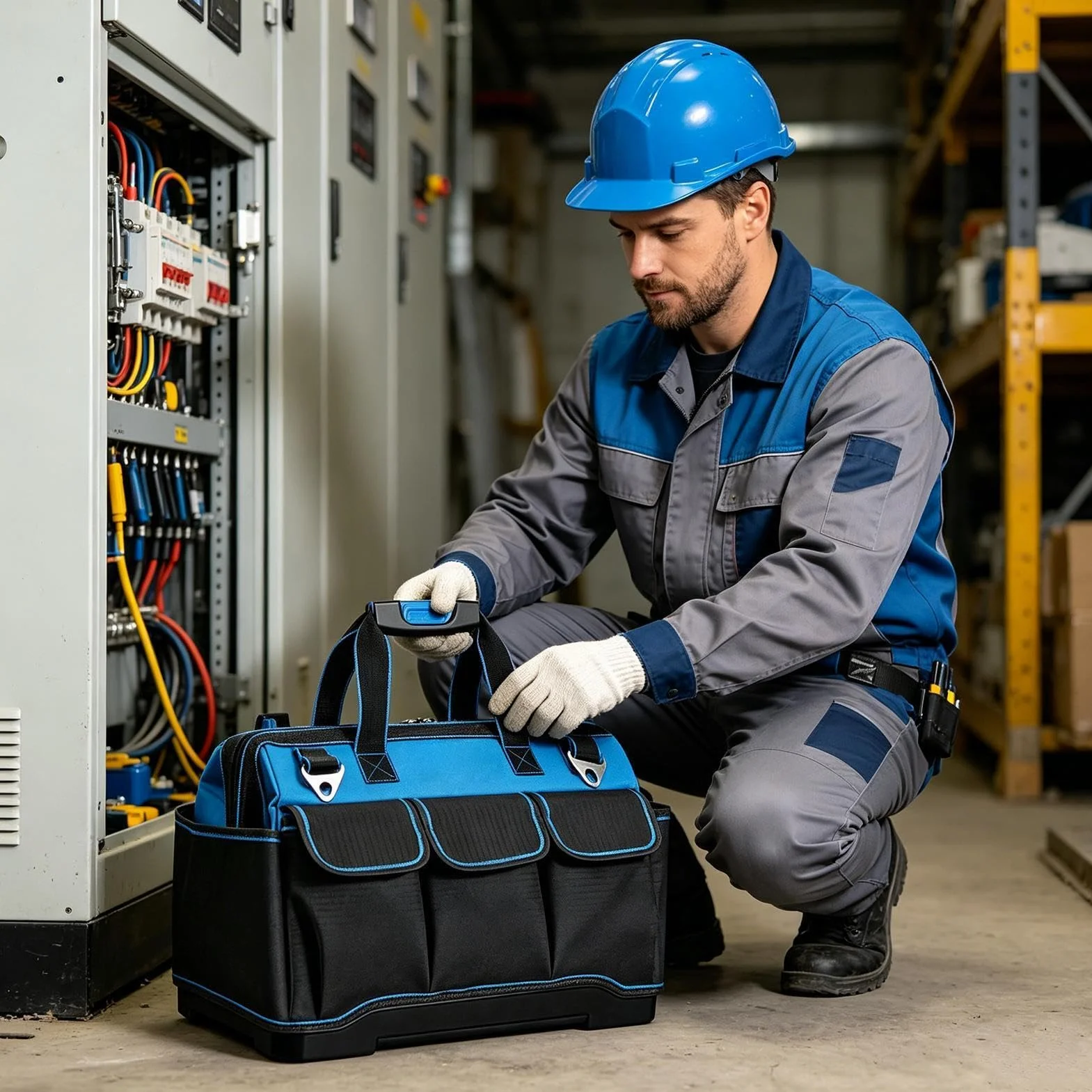 Torba Do Elektronarzędzi Oxford Wytrzymała Wodoodporna Wielokieszeniowa | Torba Narzędziowa Typu Tote Ze Sztywnym Dnem Na Zewnątrz, Podróż, Do Pracy, Napraw Aut, W Domu I Warsztacie, Dla Mechanika