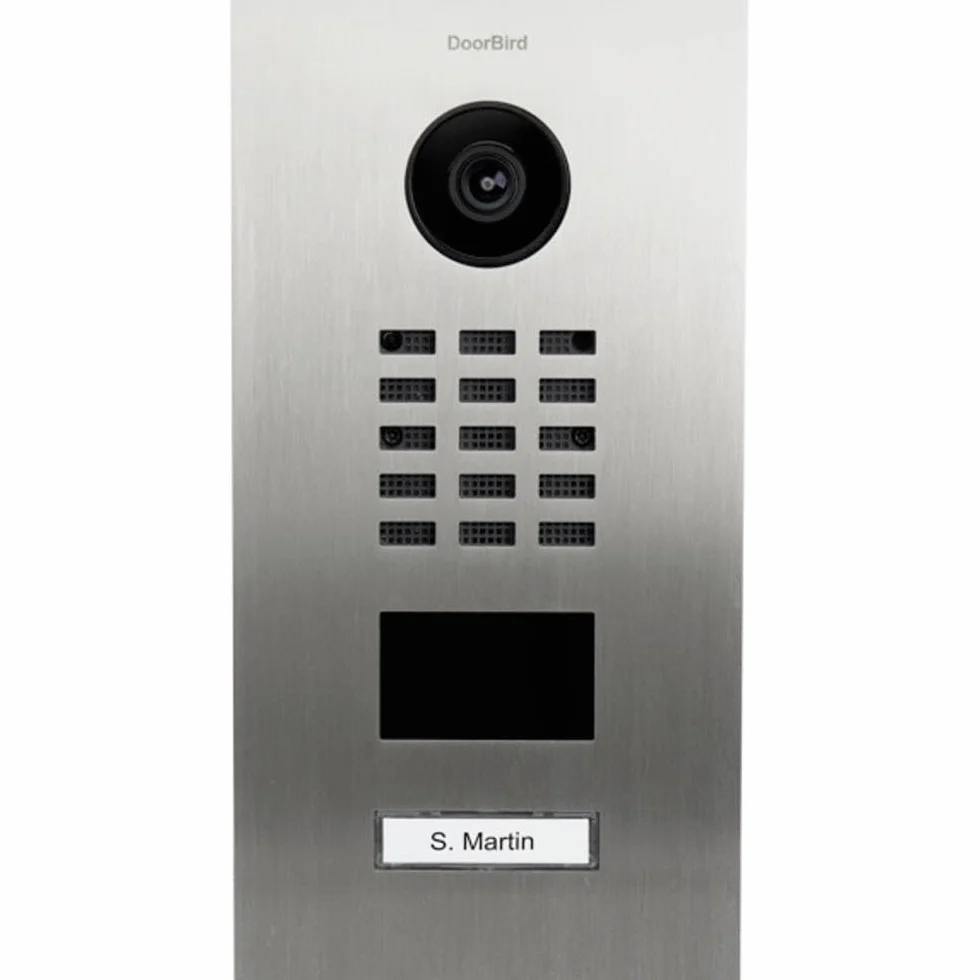 Domofon IP WiFi D2101V V2, wideodomofon z 1 dzwonkiem, czytnik identyfikatorów RFID, kontrola dostępu do domu dla wielu osób - otwieranie drzwi - akcesoria w zestawie - Stal nierdzewna - Doorbird
