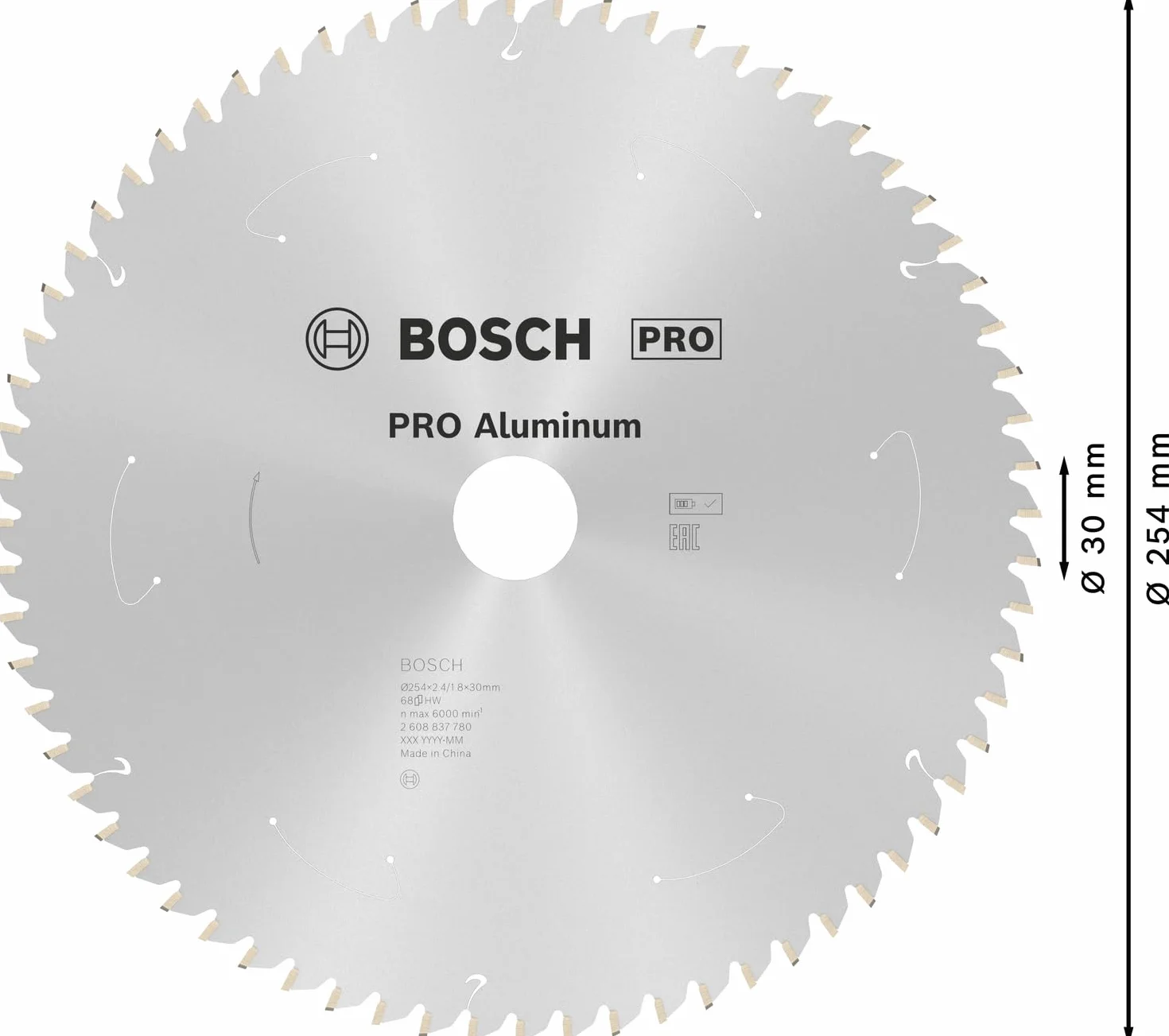 Bosch 1x Tarcza pilarska PRO Aluminium do bezprzewodowych pilarek stołowych (do Aluminiowy, Metale nieżelazne, Ø mm, Professional Akcesoria Stołowa piła tarczowa)