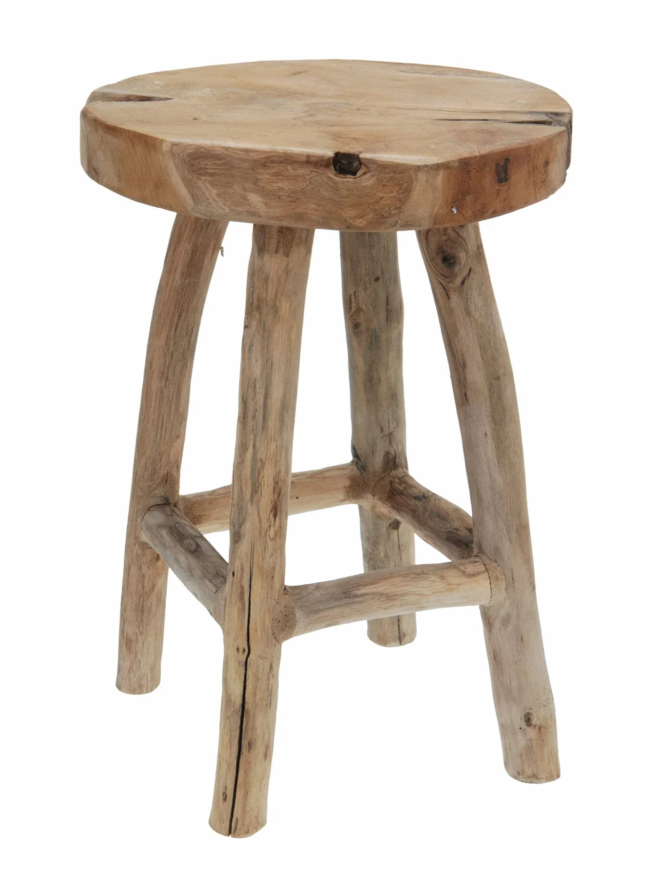 Spetebo Masywny taboret z drewna tekowego 42 cm - Stabilny stojak na kwiaty