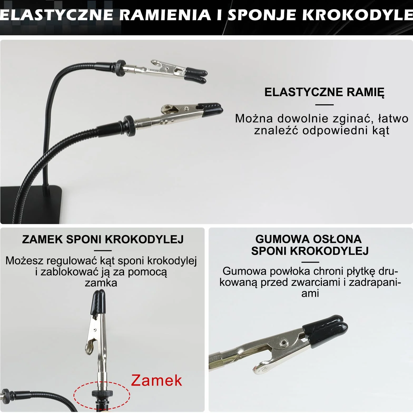 Trzecia Ręka do Lutowania 3x Lupa, Akcesoria do Modelarstwa, tonhui Lut-Uchwyt Płytki Drukowanych Narzędzie, Cztery Ramiona Trzecia Ręka Rękodzieło Biżuteria Hobby Warsztat Stacja Pomocy