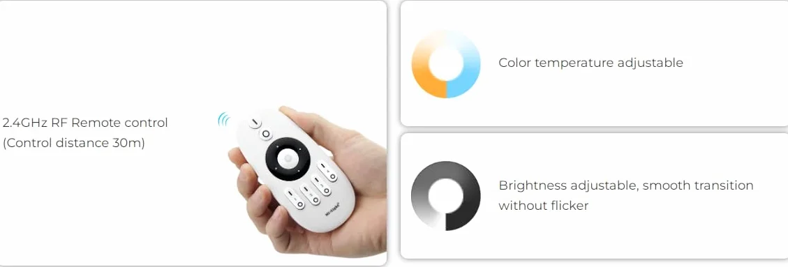 LIGHTEU®, Miboxer 2-przewodowy kontroler LED 2 w 1 (Zigbee 3.0 + 2,4 GHz), ściemniacz do taśm CCT, kompatybilny z pilotami zdalnego sterowania MiBoxer i aplikacją Tuya Smart LC2-ZR