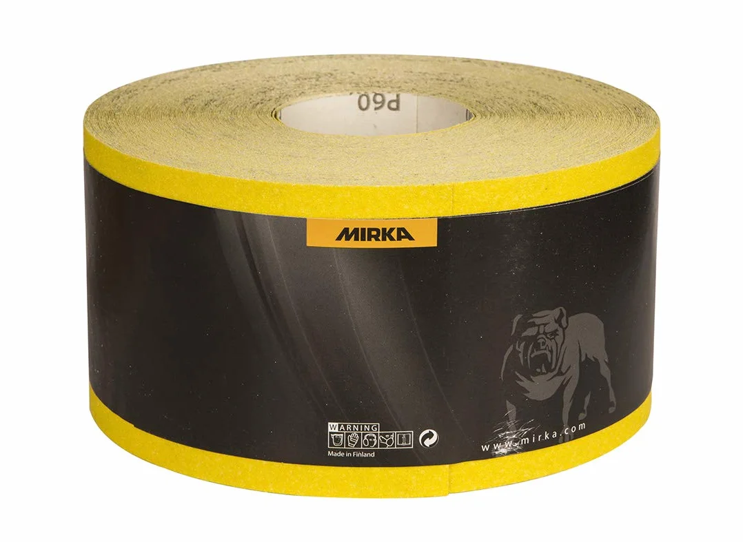 Mirka papier ścierny Yellow 115 mm x 50 m P180 rzep | Papier ścierny Mirka P180 do drewna farb szpachli plastiku wysoka trwałość i skuteczność szlifowania