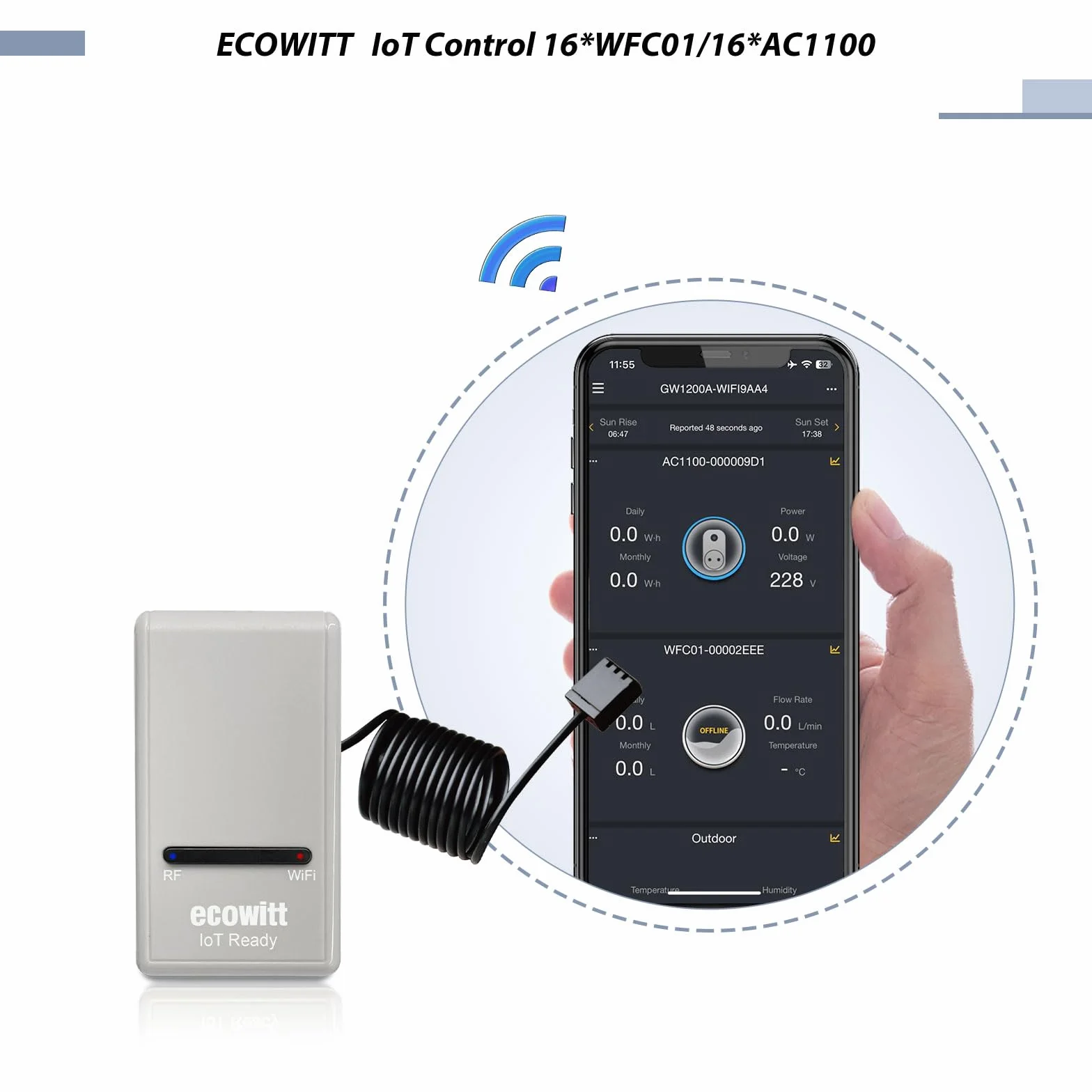 ECOWITT GW1206 bezprzewodowy czujnik wilgotności gleby WH51 3 w 1 z bramą Wi-Fi IoT GW1200