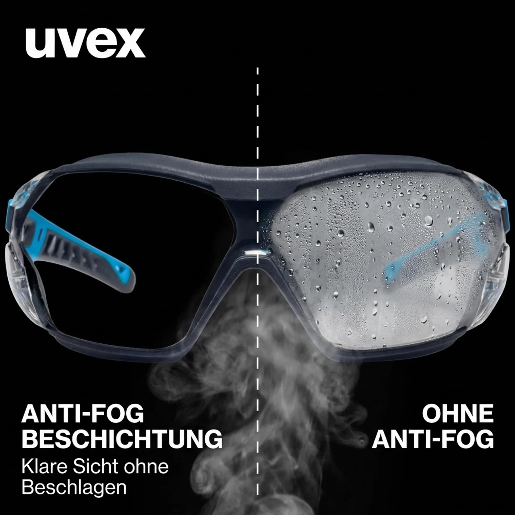 Uvex pheos nxt guard – okulary ochronne – okulary z pałąkiem ze 100% ochroną przed promieniowaniem UV – wewnątrz nie parują, na zewnątrz bardzo odporne na zarysowania i bez metalu – przezroczyste