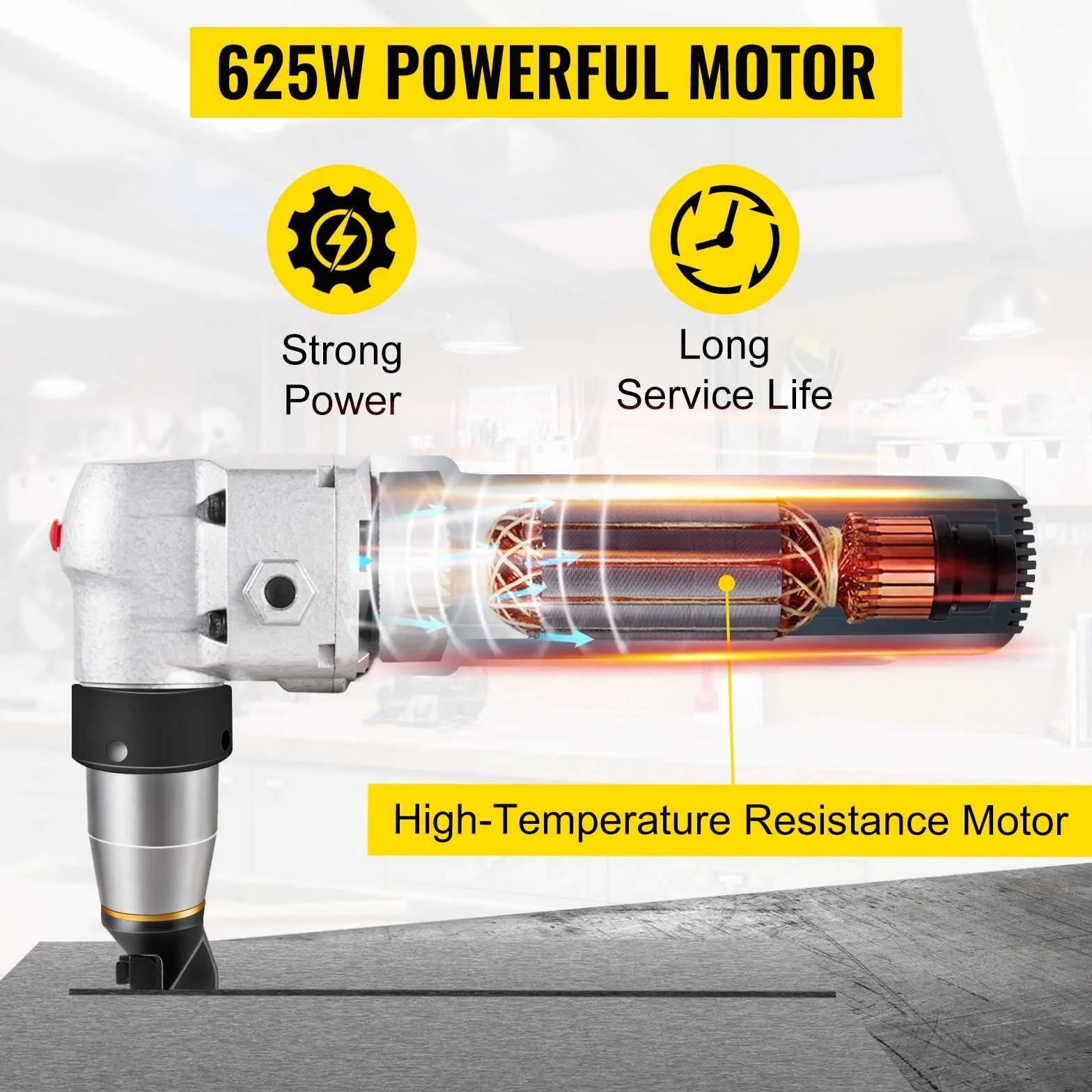 380W 625W Elektryczne nożyce do metalu Przewodowe cięcia 1.8MM 4MM Grubość blachy Stal nierdzewna Plastik(625W)