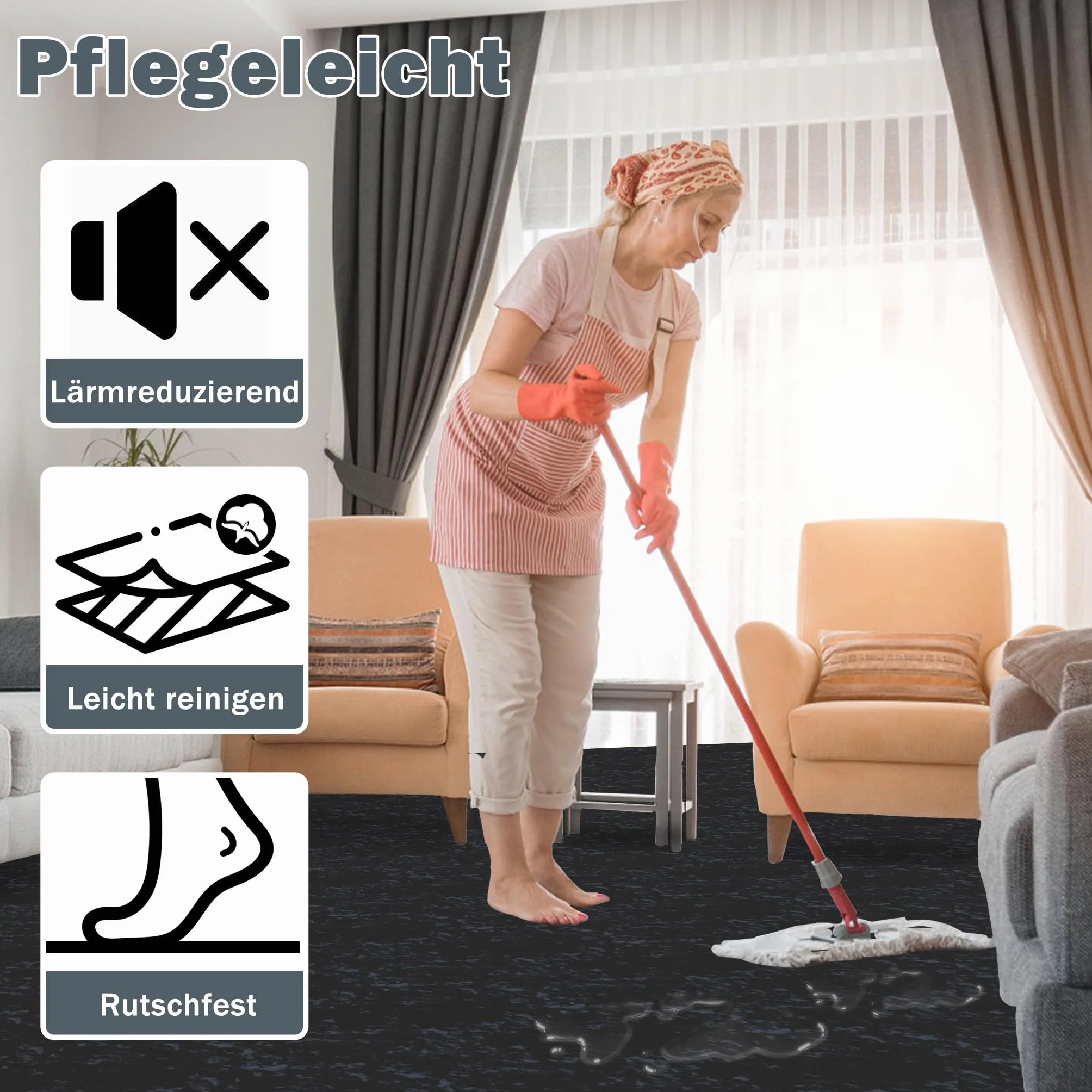 ACXIN Wykładzina podłogowa z PCW, samoprzylepna wykładzina podłogowa o wyglądzie płytek, 81 płytek winylowych 7,5 m², płytki podłogowe, samoprzylepna, wodoodporna, do kuchni, łazienki, salonu (wygląd
