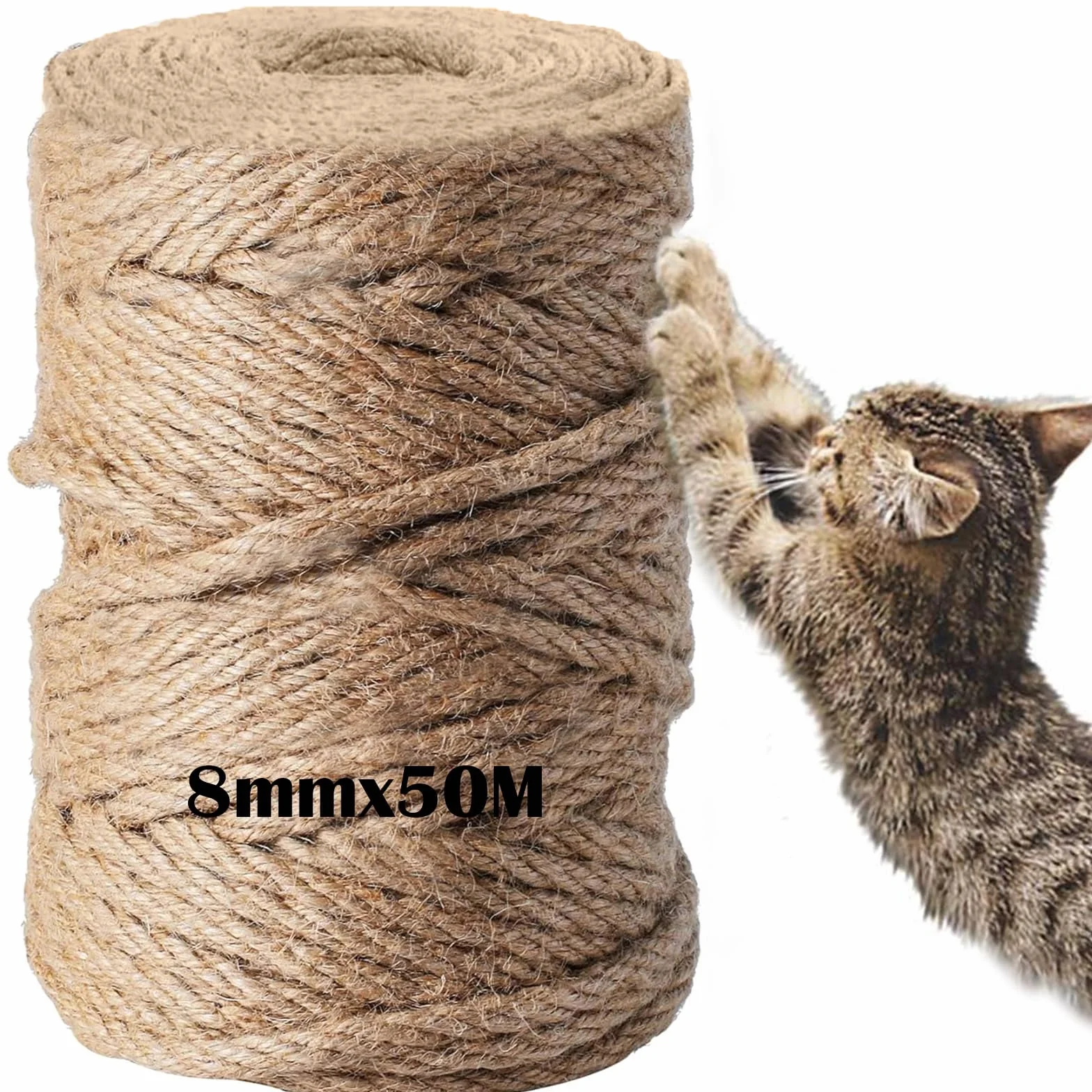 Sznur Sizalowy 8mm 50m Naturalny 4-splotowy do Drapaków dla Kotów