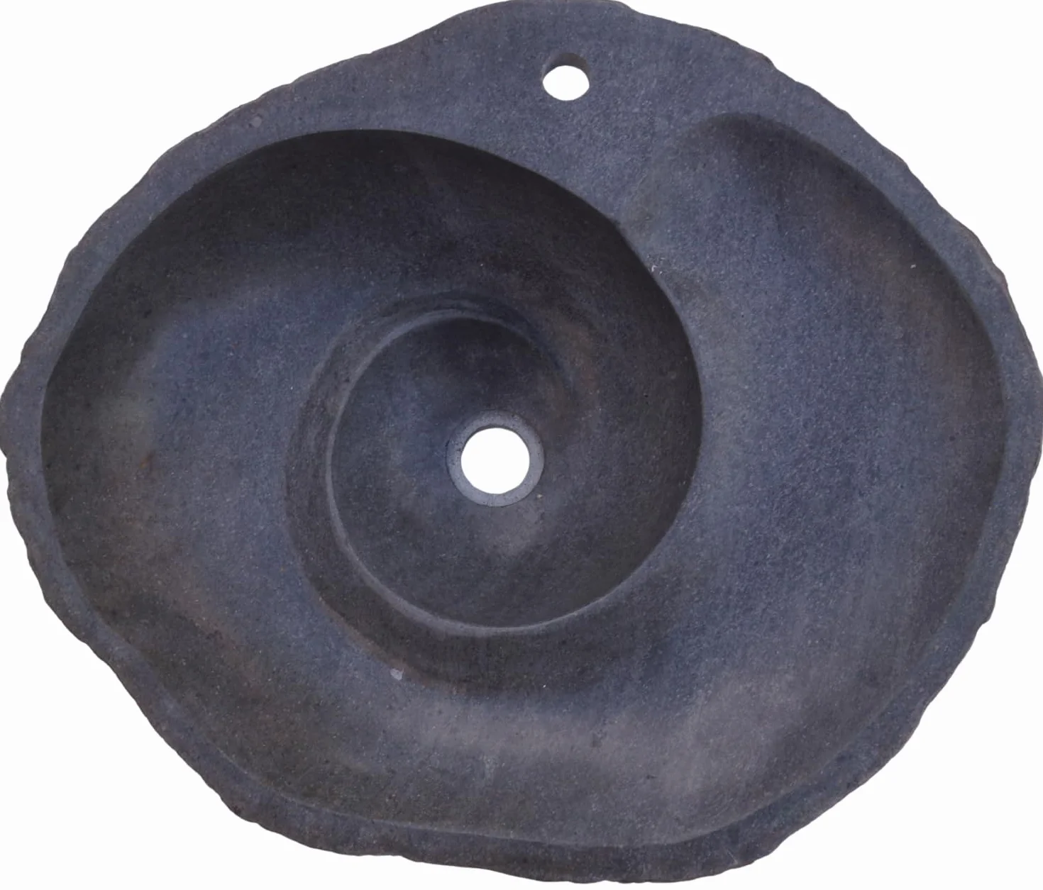 GURU SHOP Masywna umywalka nasadowa z kamienia rzecznego, misa umywalkowa, kamień naturalny umywalka z odpływem spiralnym ok. 50 cm – model 6, szary, umywalka i wanna