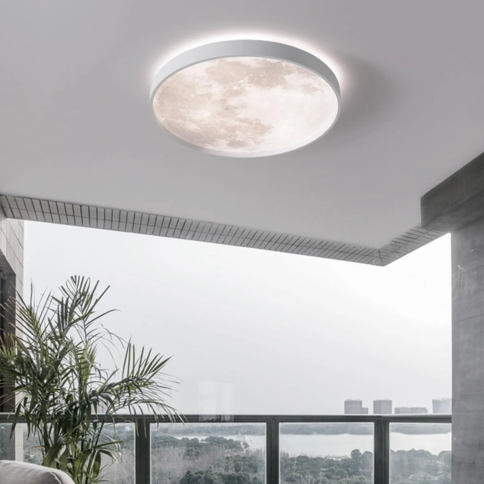 Lampa sufitowa LED księżycowa, bardzo cienka, okrągła, symulacja, księżyc, żyrandol, przedpokój, do sypialni, salonu, chłopców, dziewcząt, sypialni, 33 cm, 13,1''