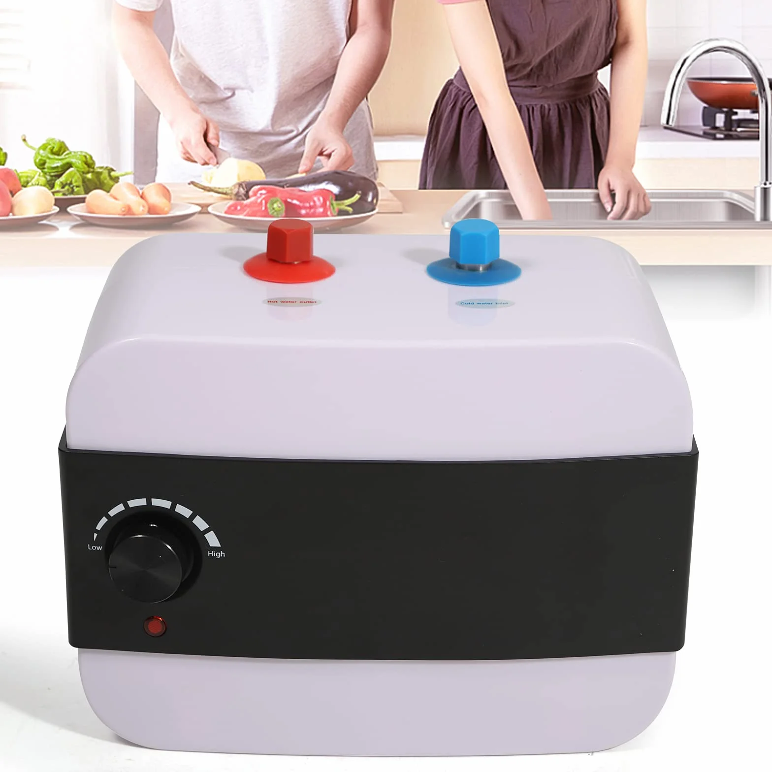 Elektryczny podgrzewacz wody 1500 W, 6 l, podgrzewacz wody, bojler górny, montaż pod stołem, biały