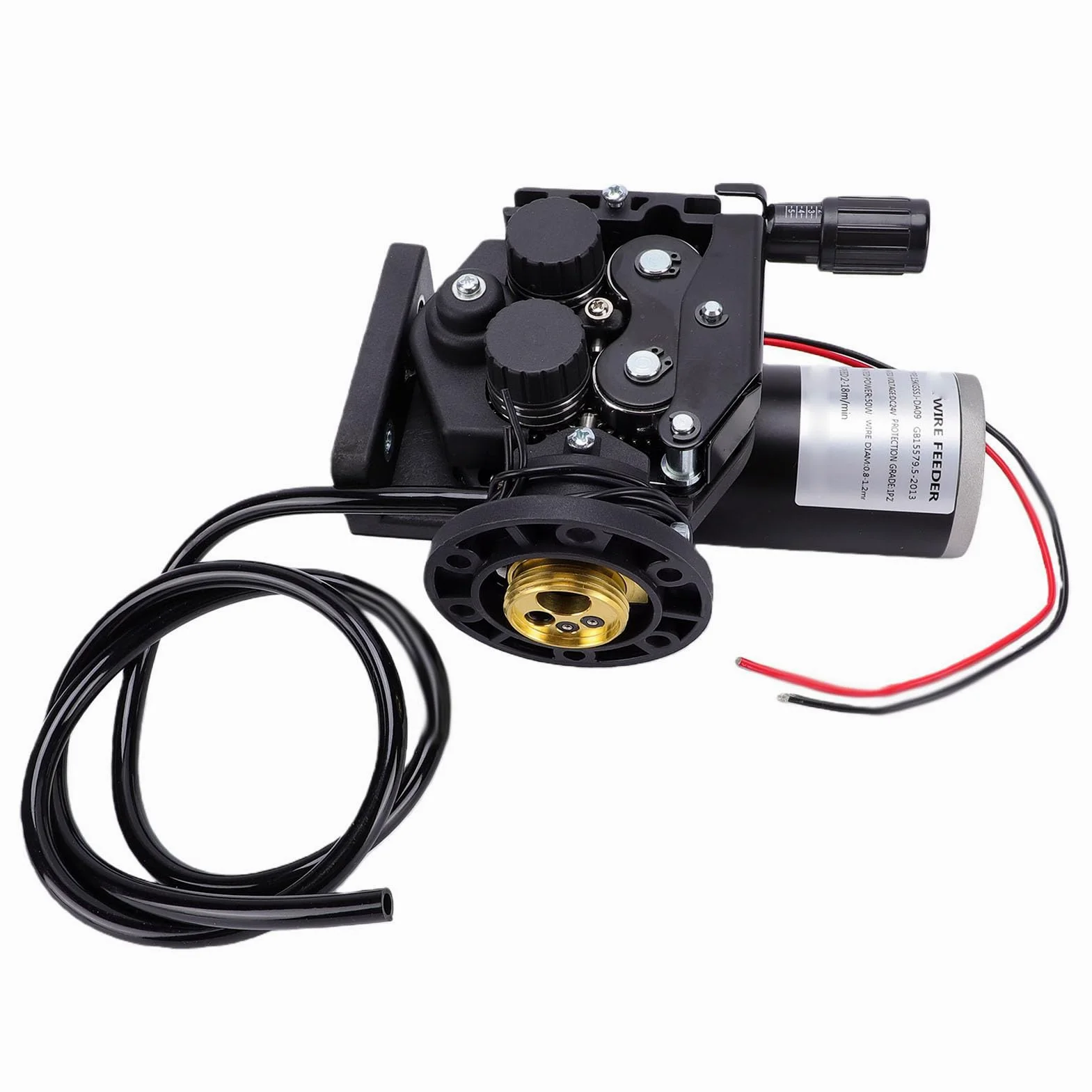 Dpofirs Silnik Podajnika Drutu Spawalniczego MIG MAG, Podajnik Drutu Lutowniczego W Rolce 15 Kg z prędkością 2-18 M/min, 50 W DC 24 V, Mocowanie Po Lewej Stronie Kółka 30x22x10 Mm do