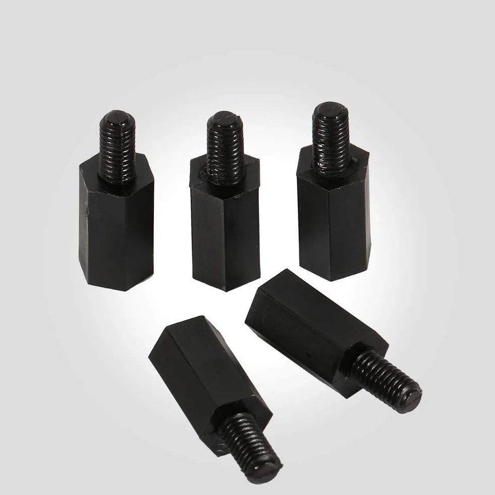 100 sztuk plastikowych śrub sześciokątnych Nylon M3 6 mm 8 mm 10 mm 12 mm (15 mm) uchwyty rozstawowe śrubka metryczna uchwyty rozstawowe M3 5 mm 6 mm 8 mm 10 mm śruba z łbem okrągłym M2 M3 M4 nakrętka