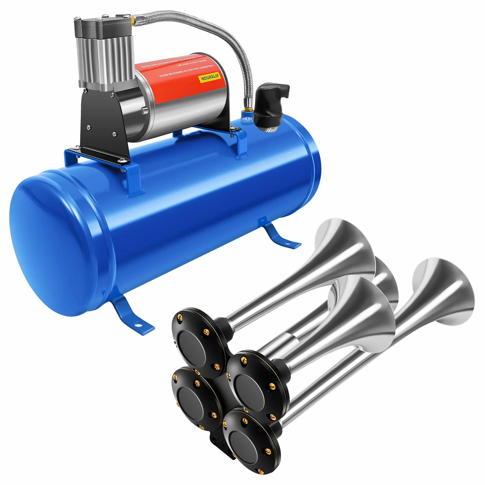 kompletny system kompresorowy, z 6L i 4-rurowym klaksonem, 12V zestaw 4-trąbkowy klakson do pociągów i kompresor powietrza 150PSI, kompresor powietrza trąbka, zestaw do budowy klaksonu