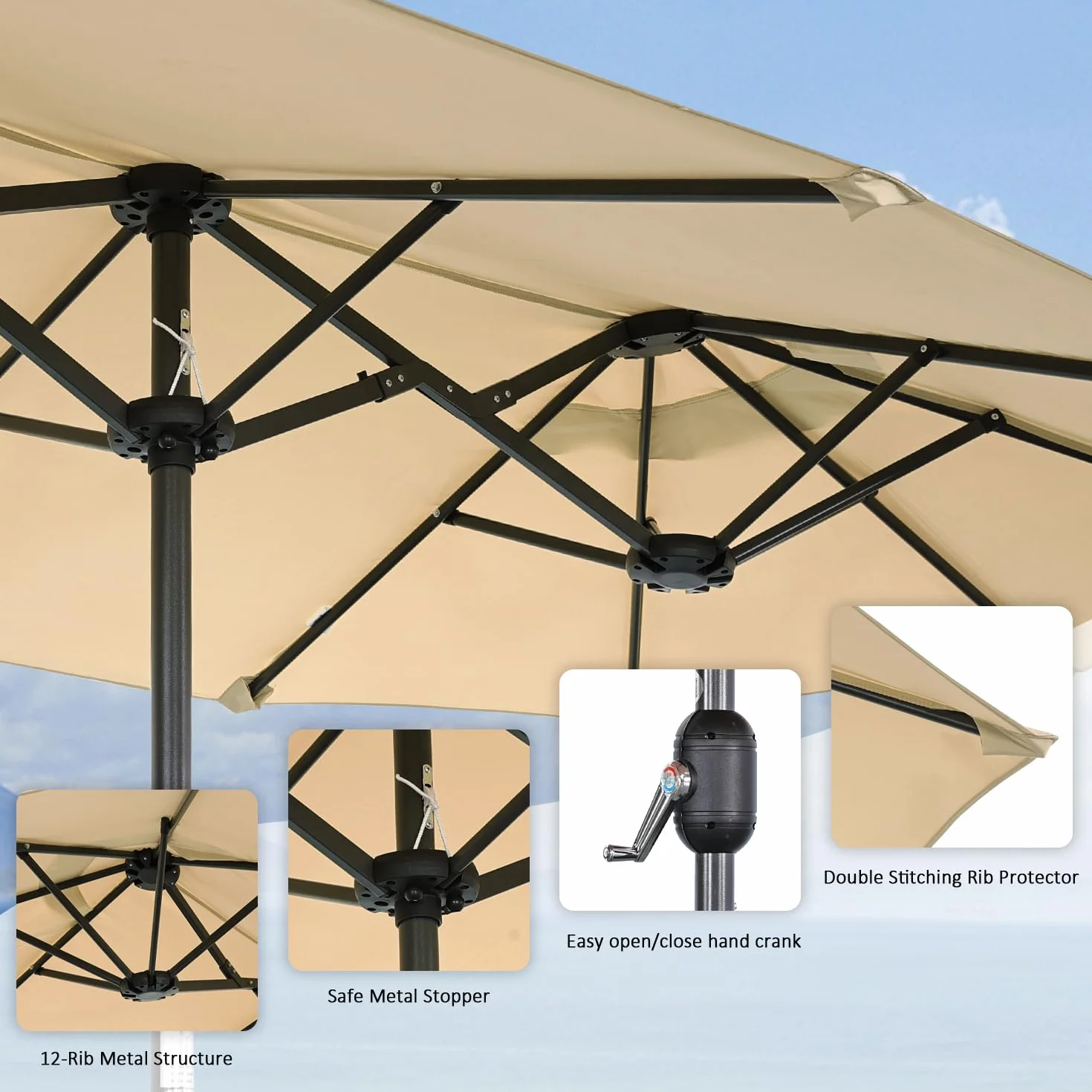 Angel Living parasol przeciwsłoneczny 297 x 153 cm ogrodowy tarasowy UV50+