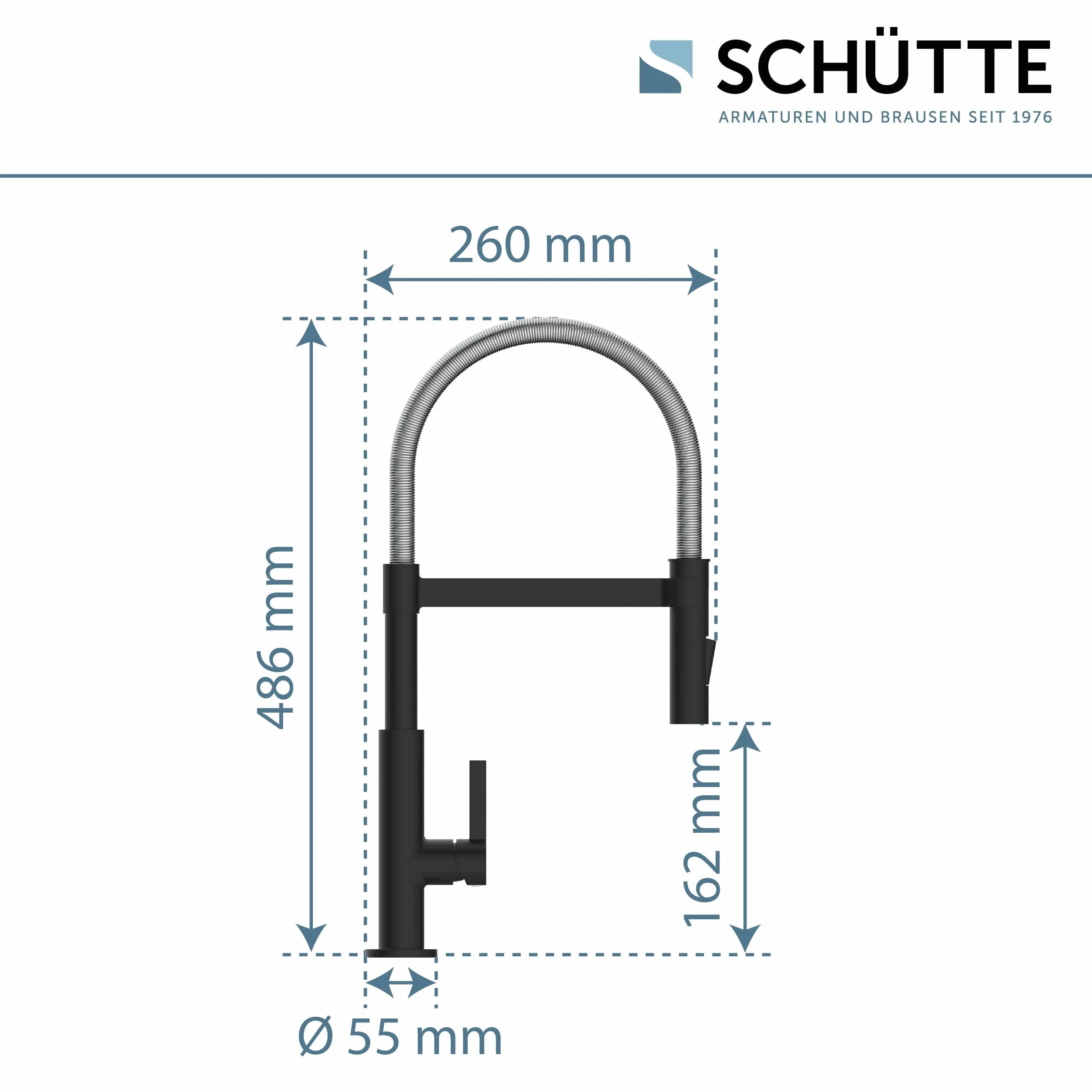 Schütte 79146 Miami Armatura Kuchenna 360°, Bateria Jednouchwytowa z Wysuwaną, Magnetyczną Słuchawką do Naczyń, Bateria Mieszakowa do Zlewozmywaka, Kran Kuchenny, Kolor Czarny
