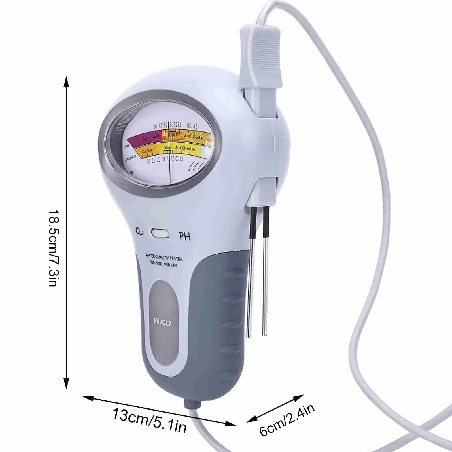 PC-102B CL2 tester z sondą, tester chloru w basenie, analizator pH，chloru i soli, do basenów/spa