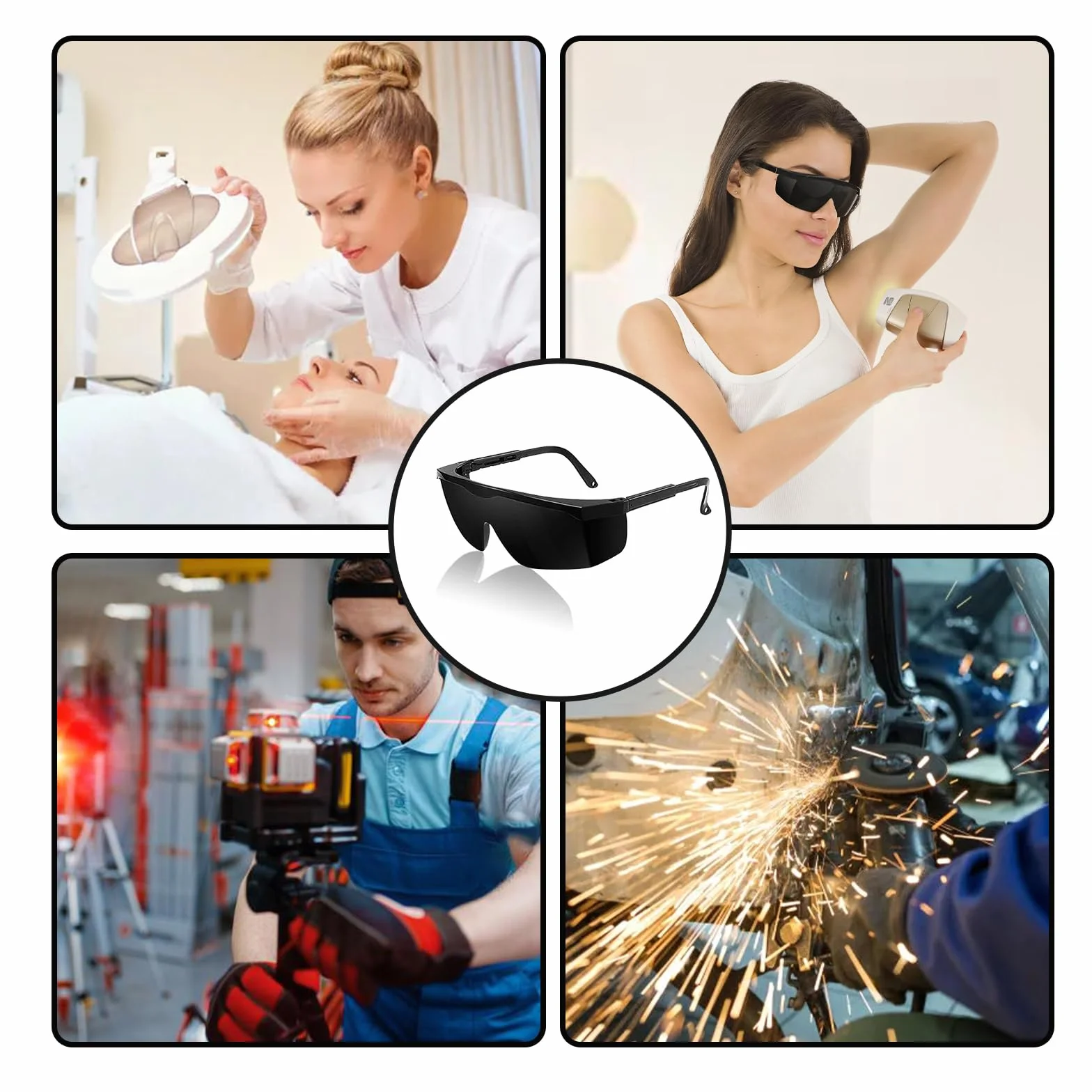 2 szt. Laserowe okulary ochronne na oczy, IPL 190-2000 nm Laserowe okulary ochronne, okulary ochronne do usuwania włosów do leczenia depilacji i operatora kosmetologii